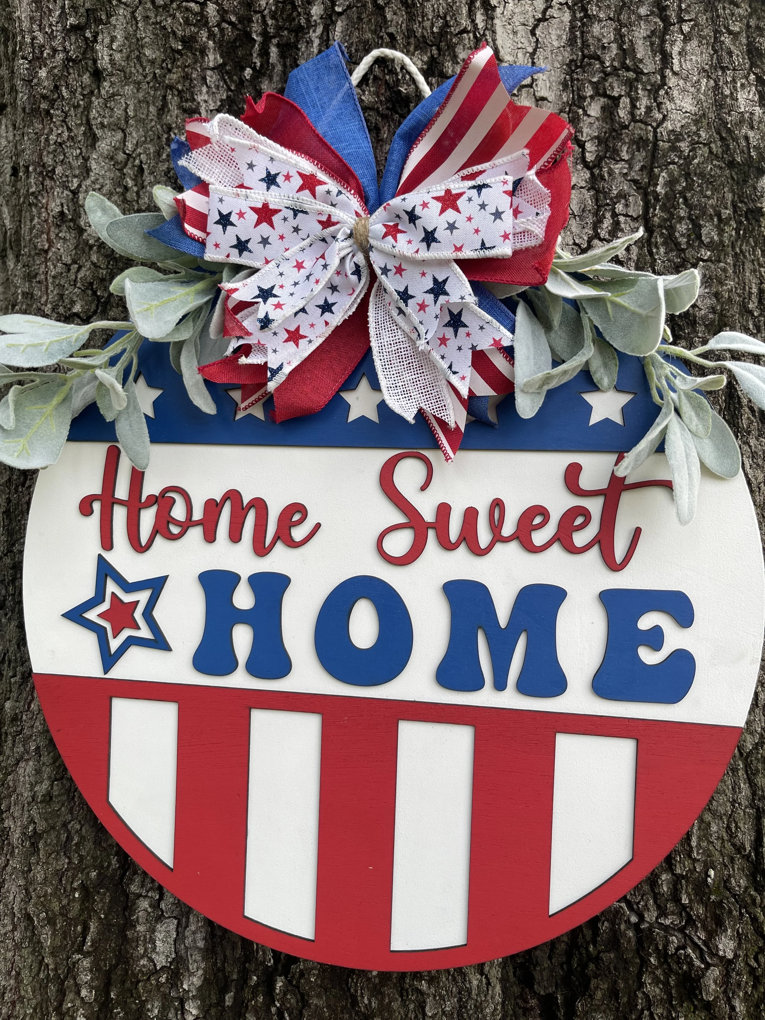 🇺🇸 Home Sweet Home Patriotic Door Hanger