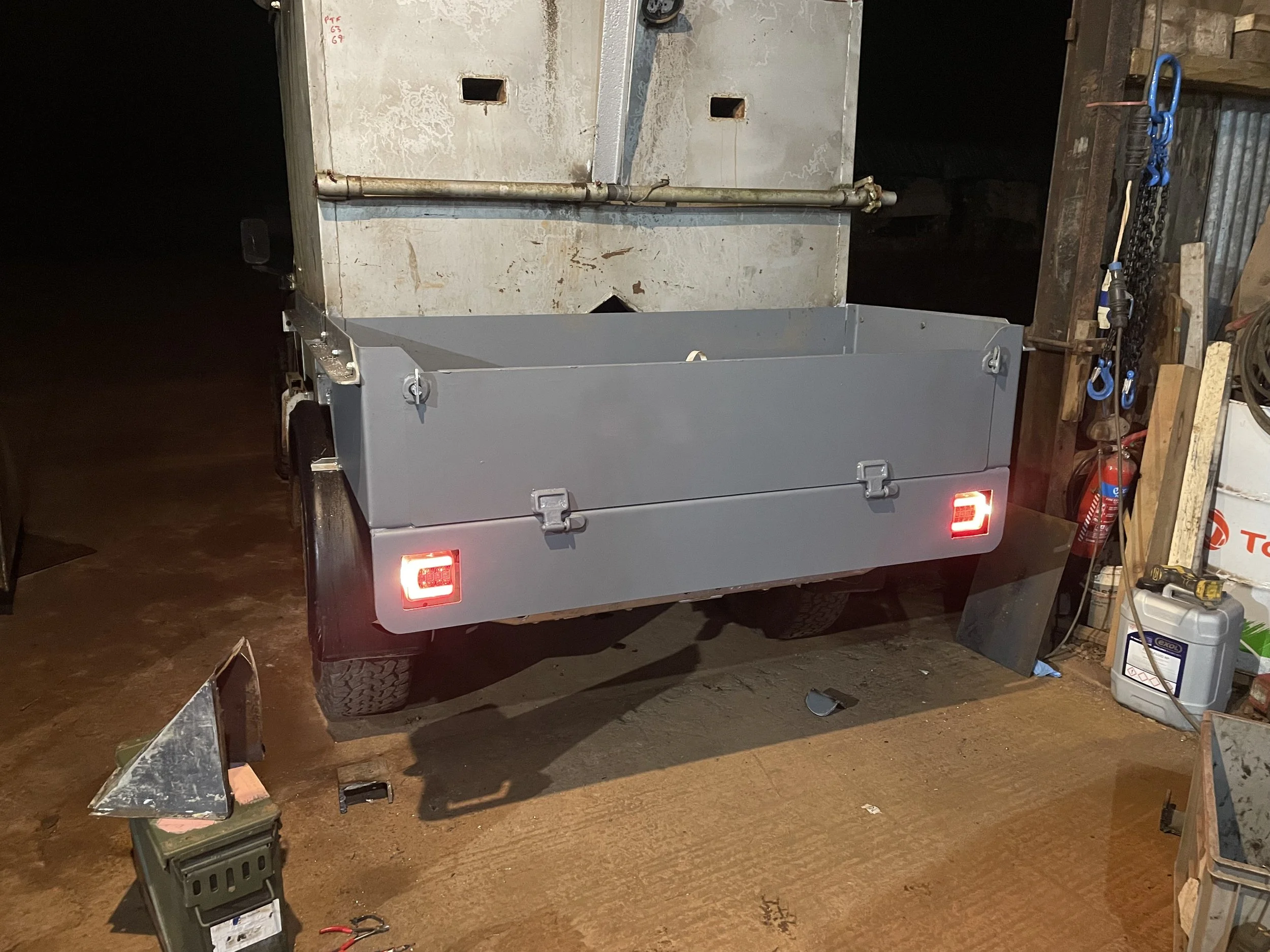 Pickup bed made for back of pig feeding landrover