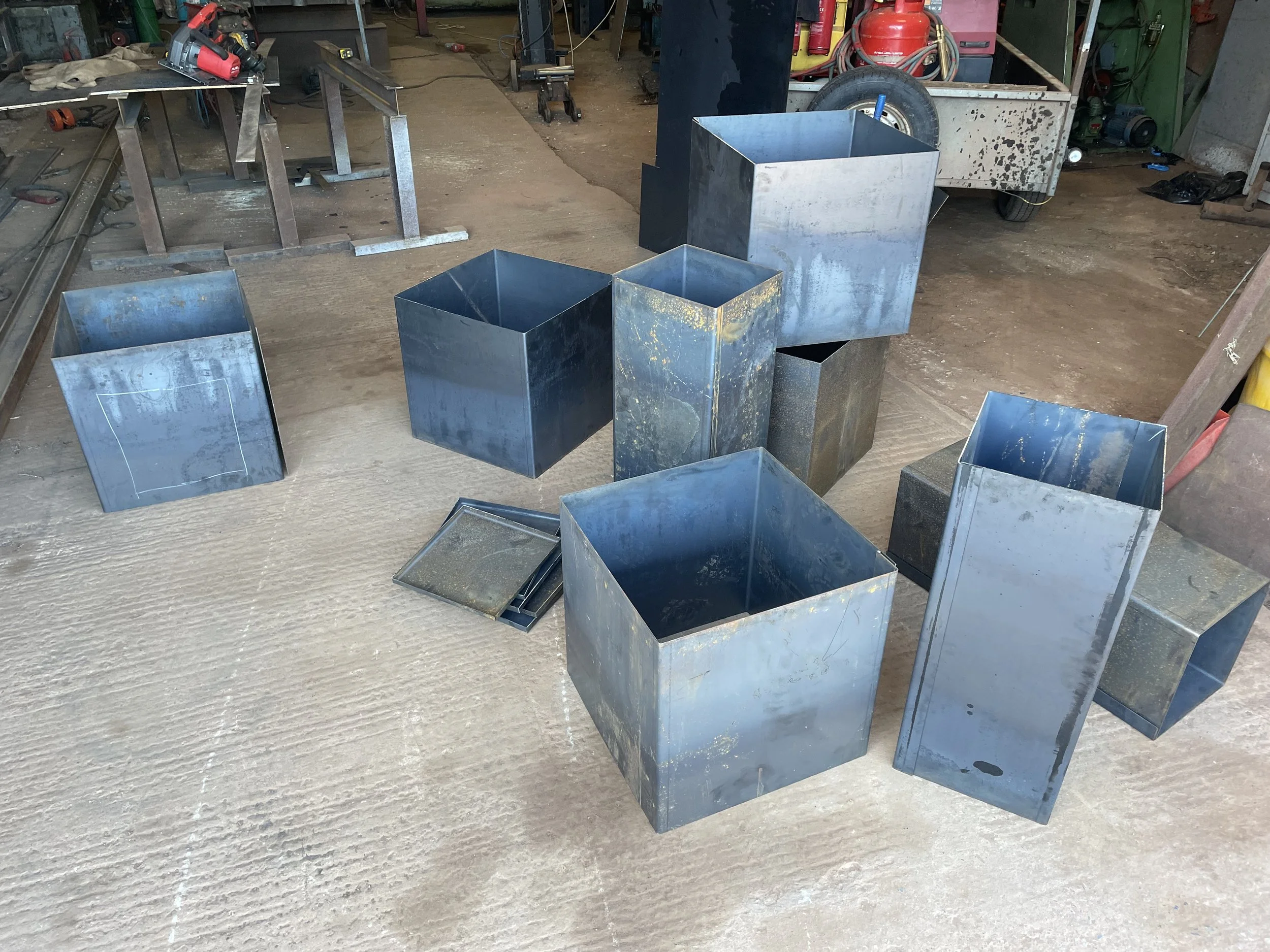 Folded steel shapes off the press brake