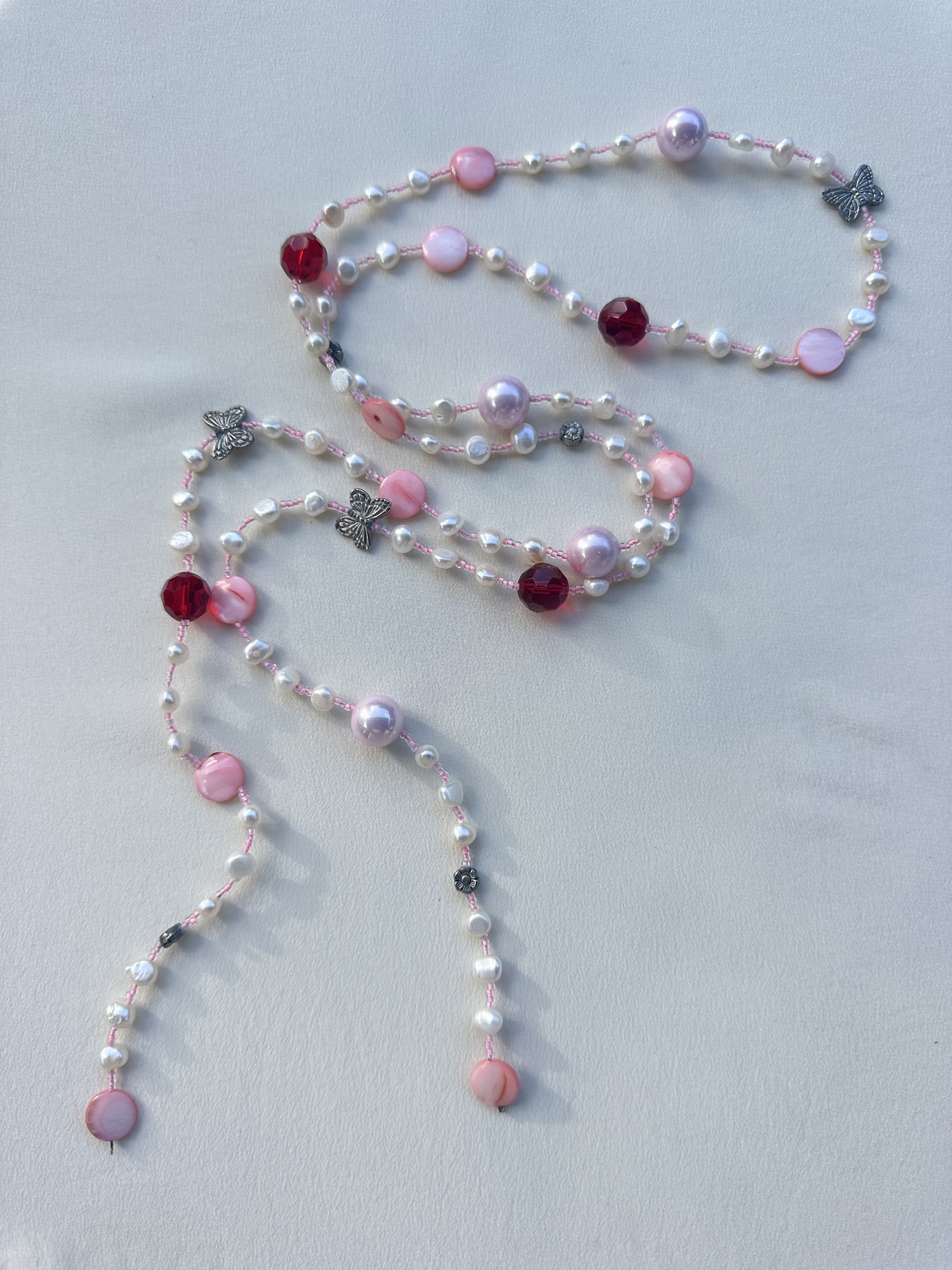 Vintage pearl & mixed bead lariat