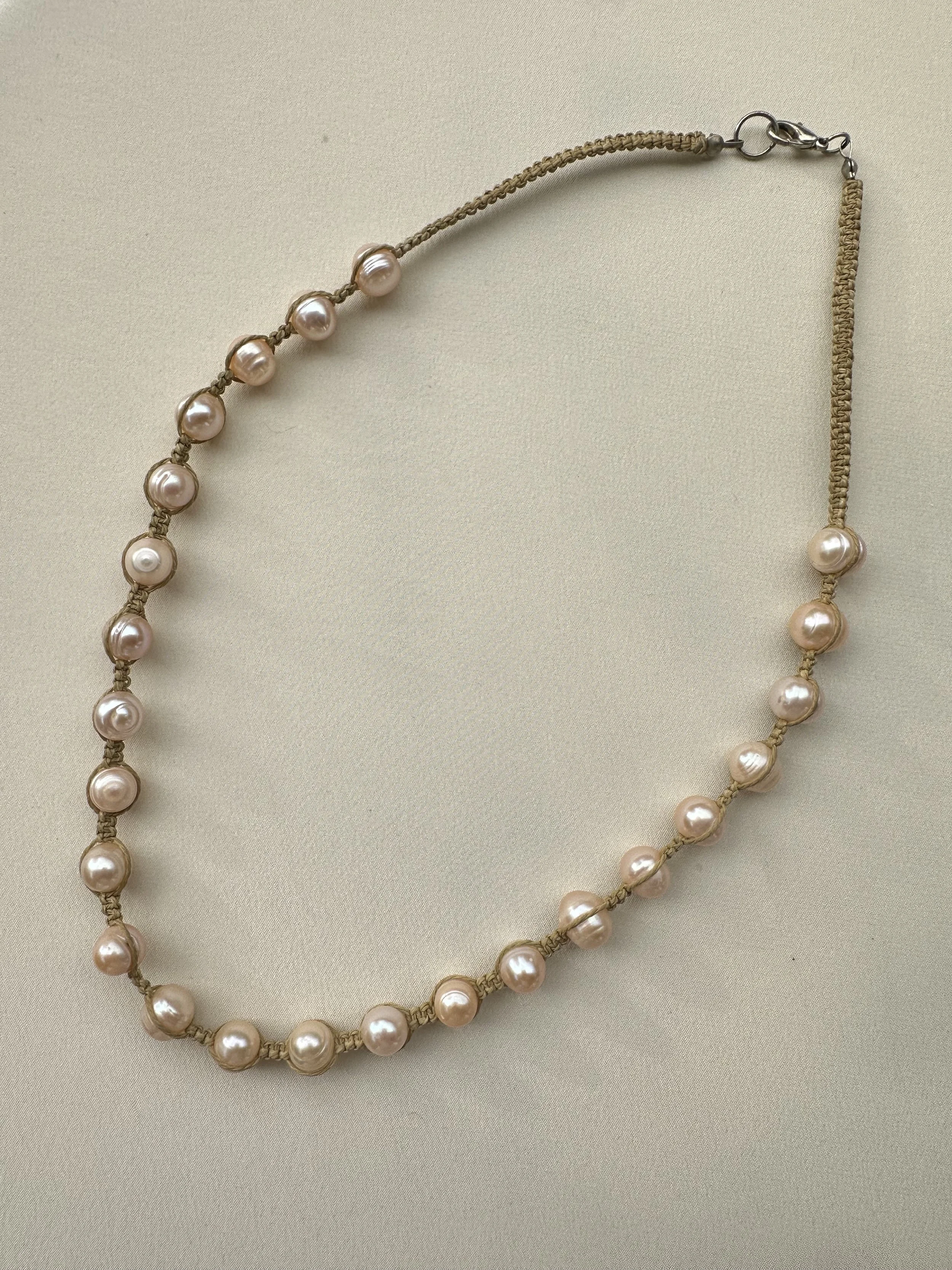 Vintage peach crochet pearls