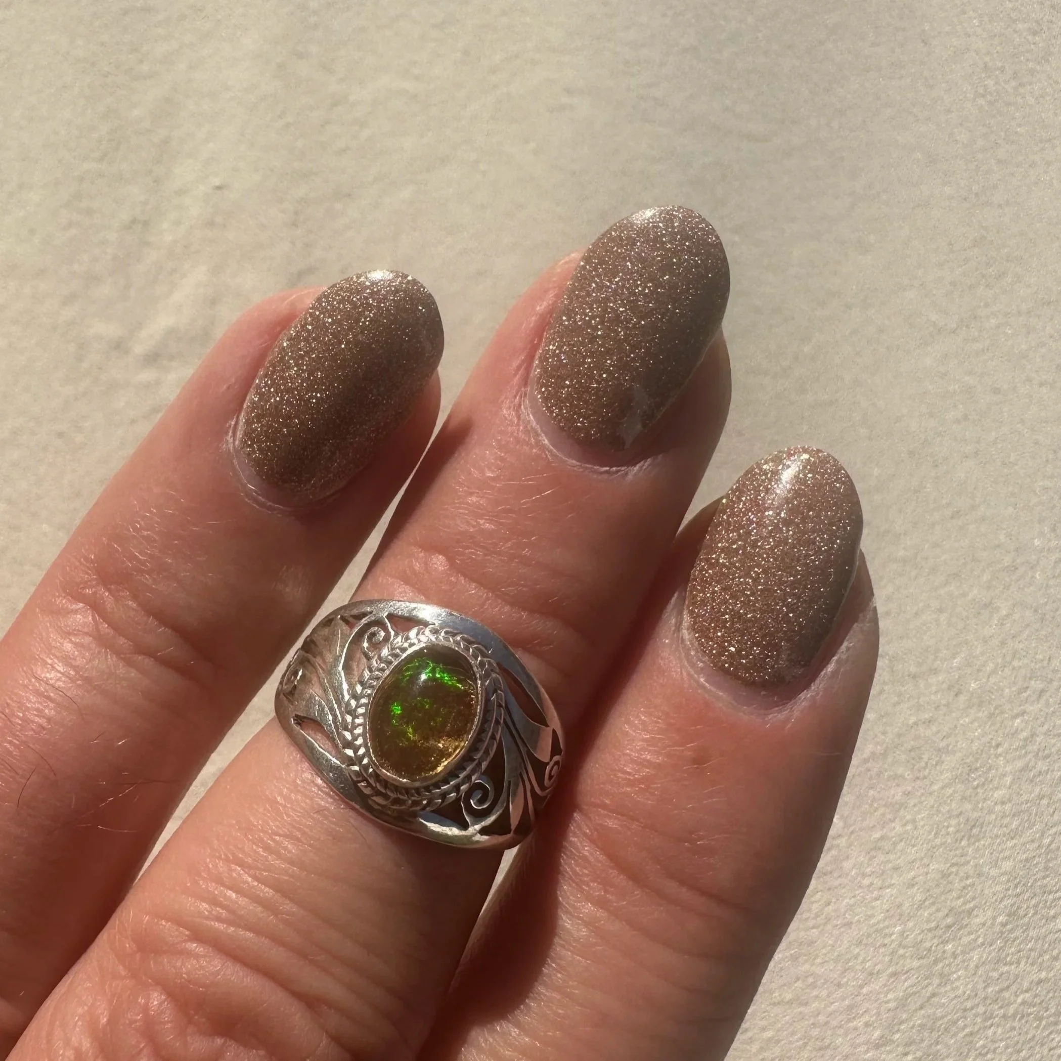 Vintage Ethiopian opal & 925 ring