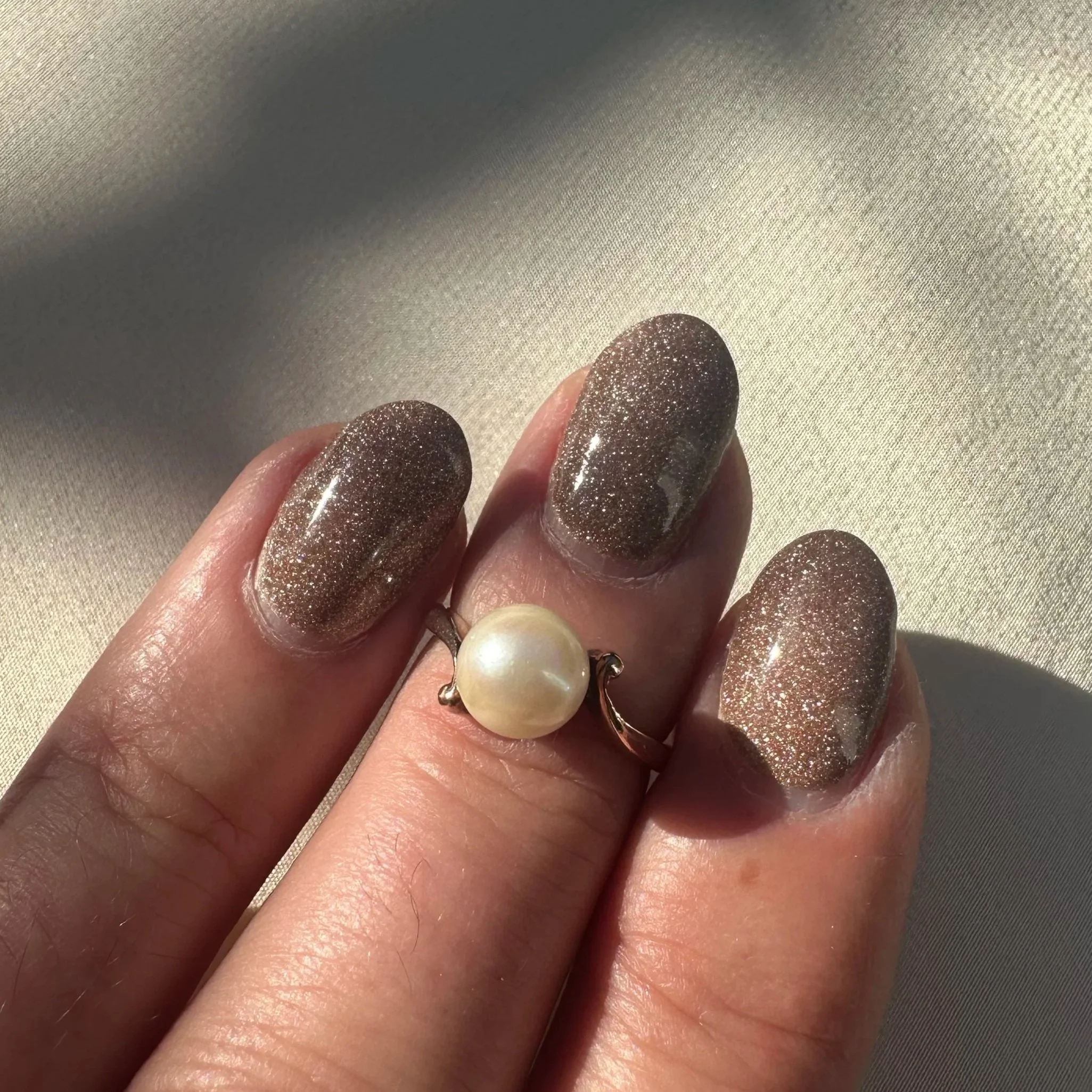 Vintage 9CT rose gold & Akoya pearl ring