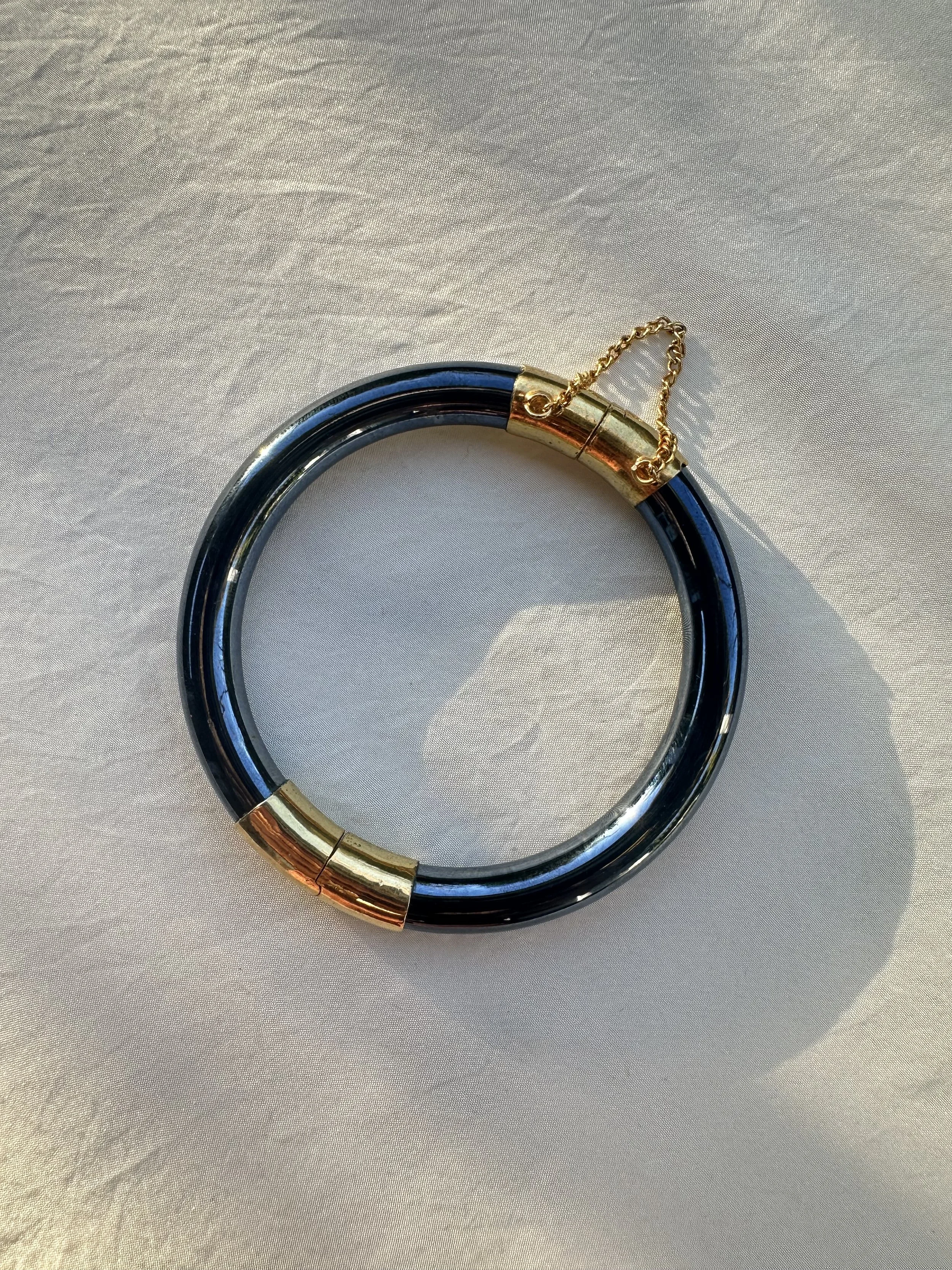 Vintage navy & gold tone bangle