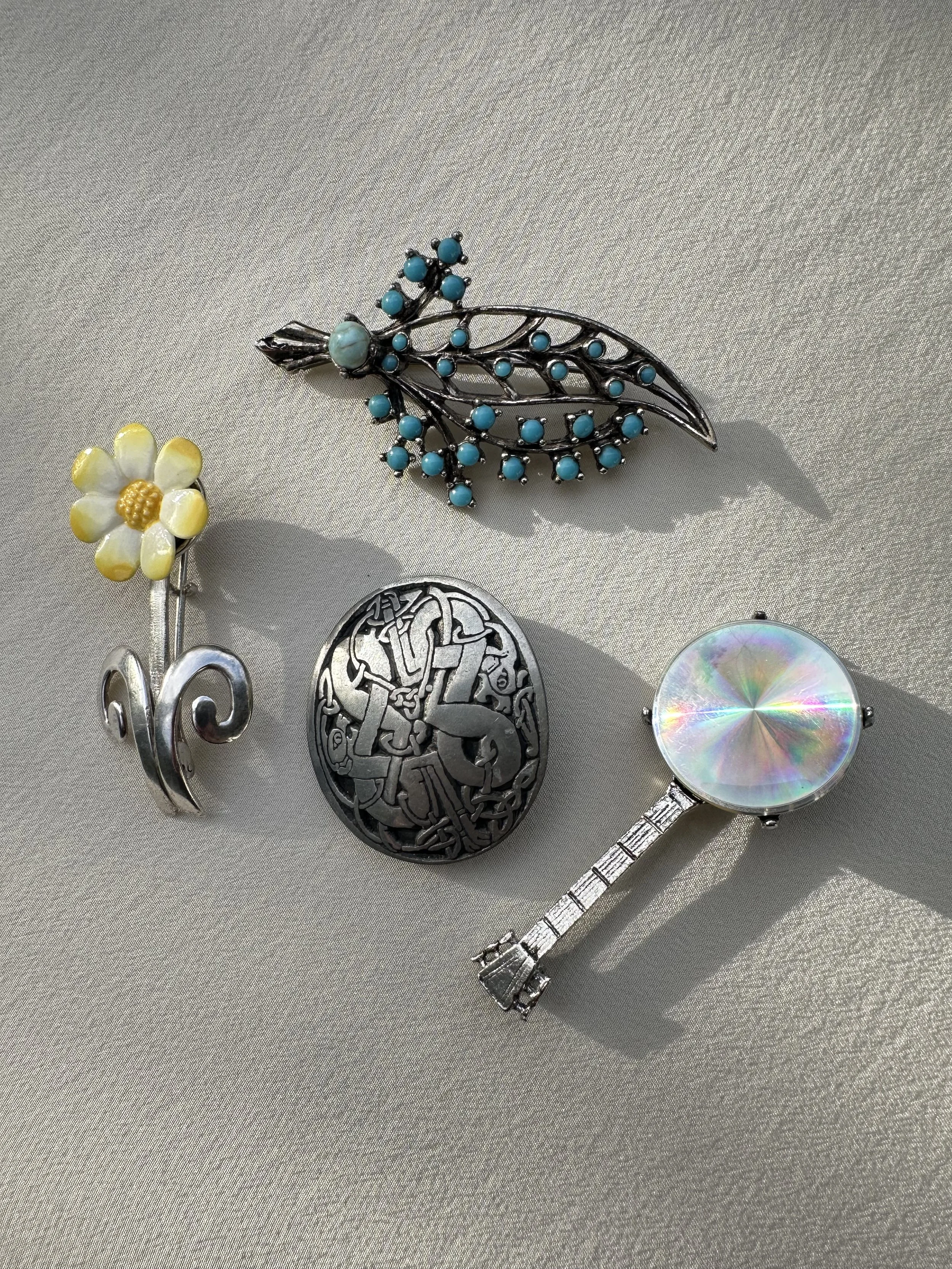 Vintage silver/tone brooches