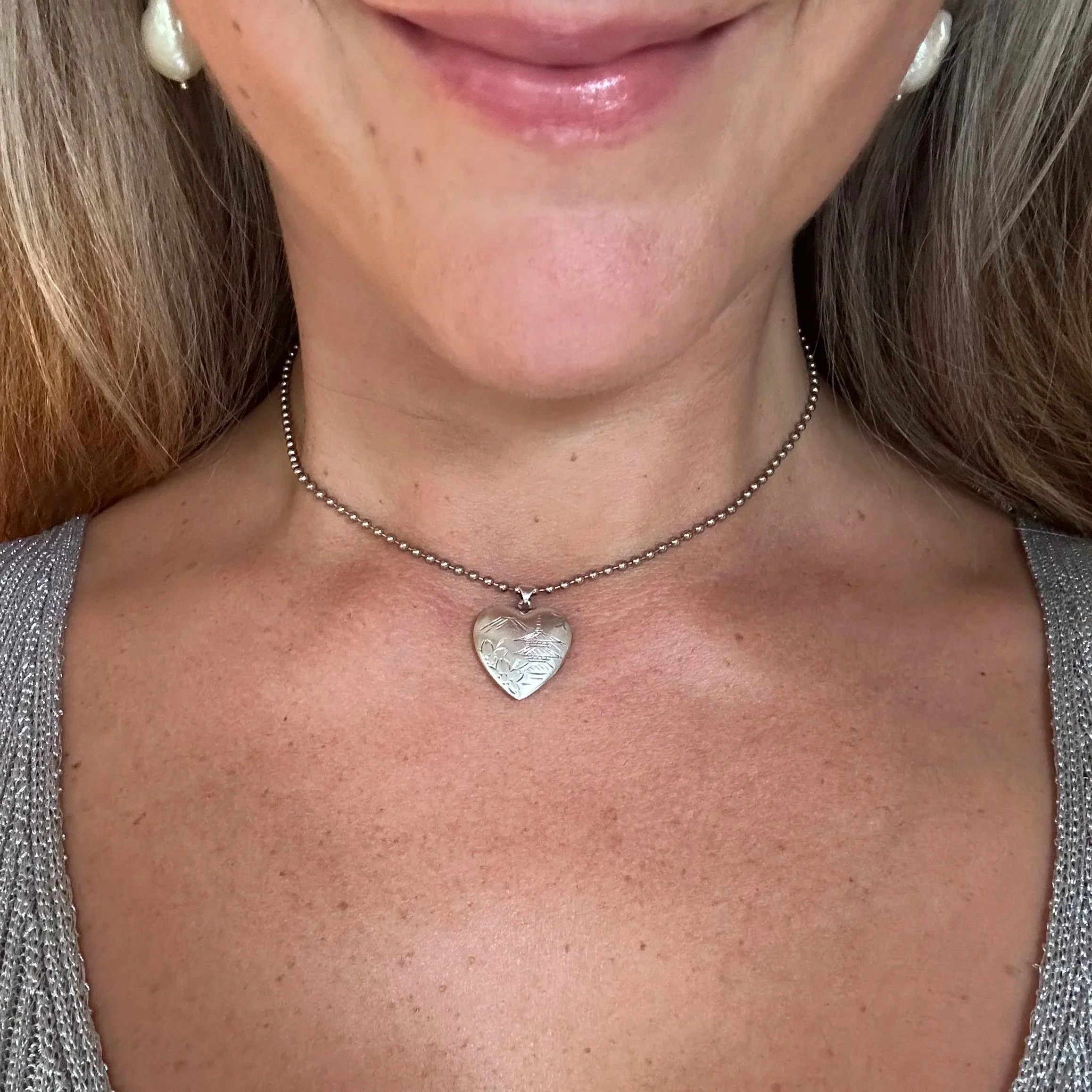 Vintage 925 heart locket with chain