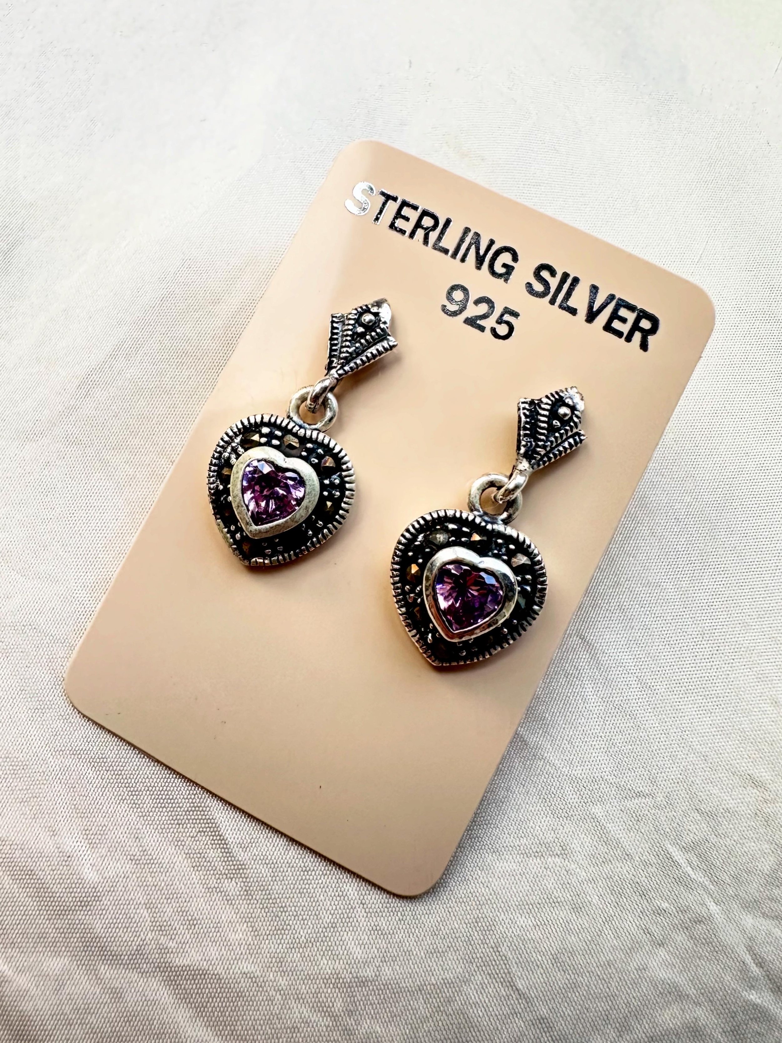 Heart zirconia & 925 earrings