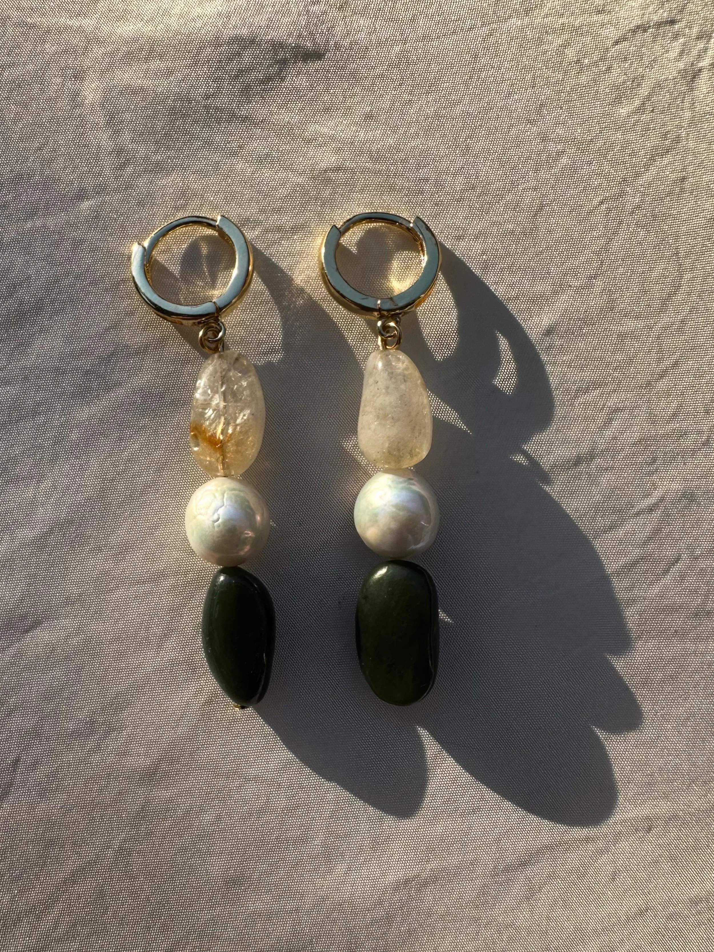 Sun & stone earrings