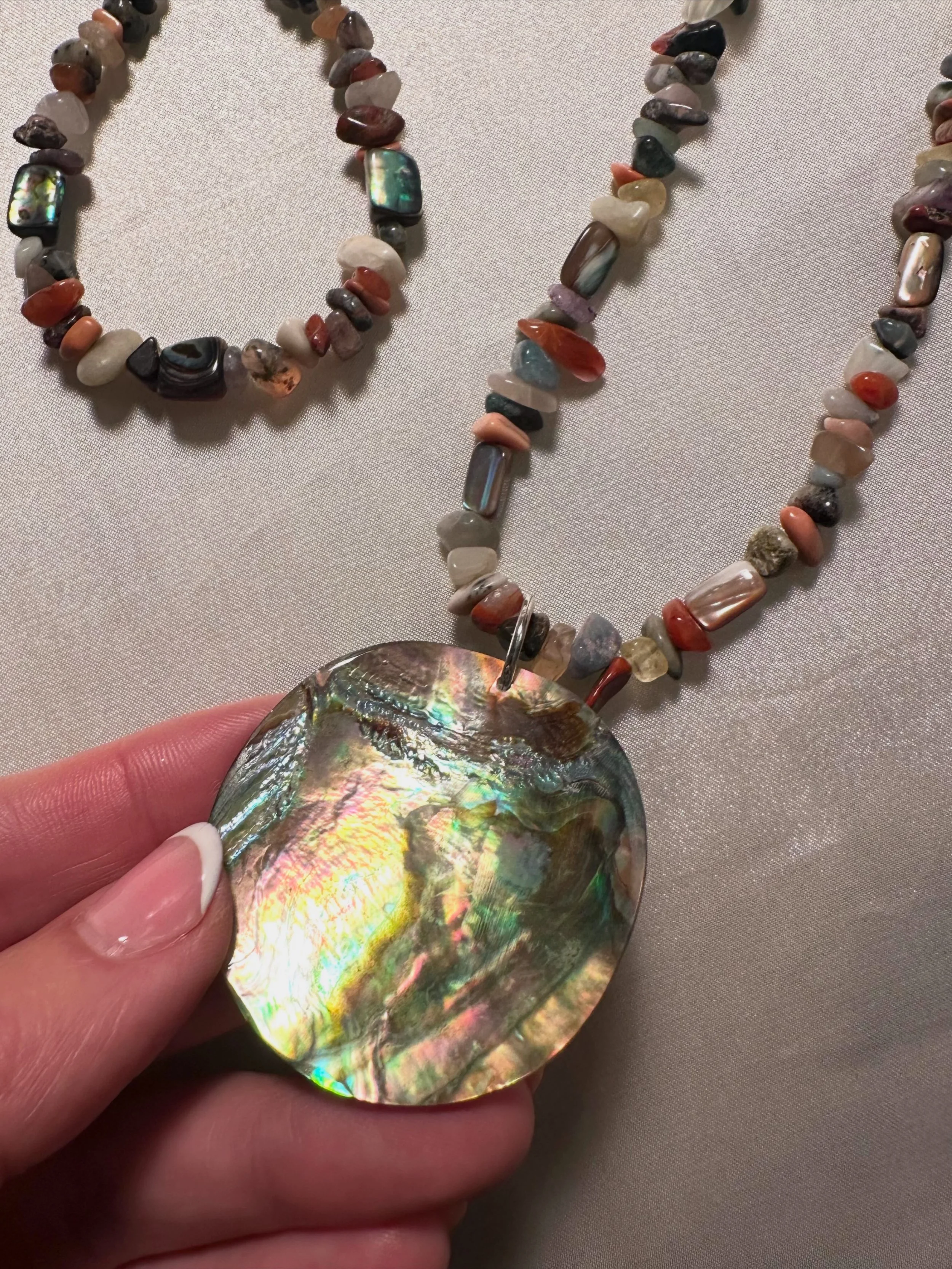Orange roughy pāua & mixed gemstone set
