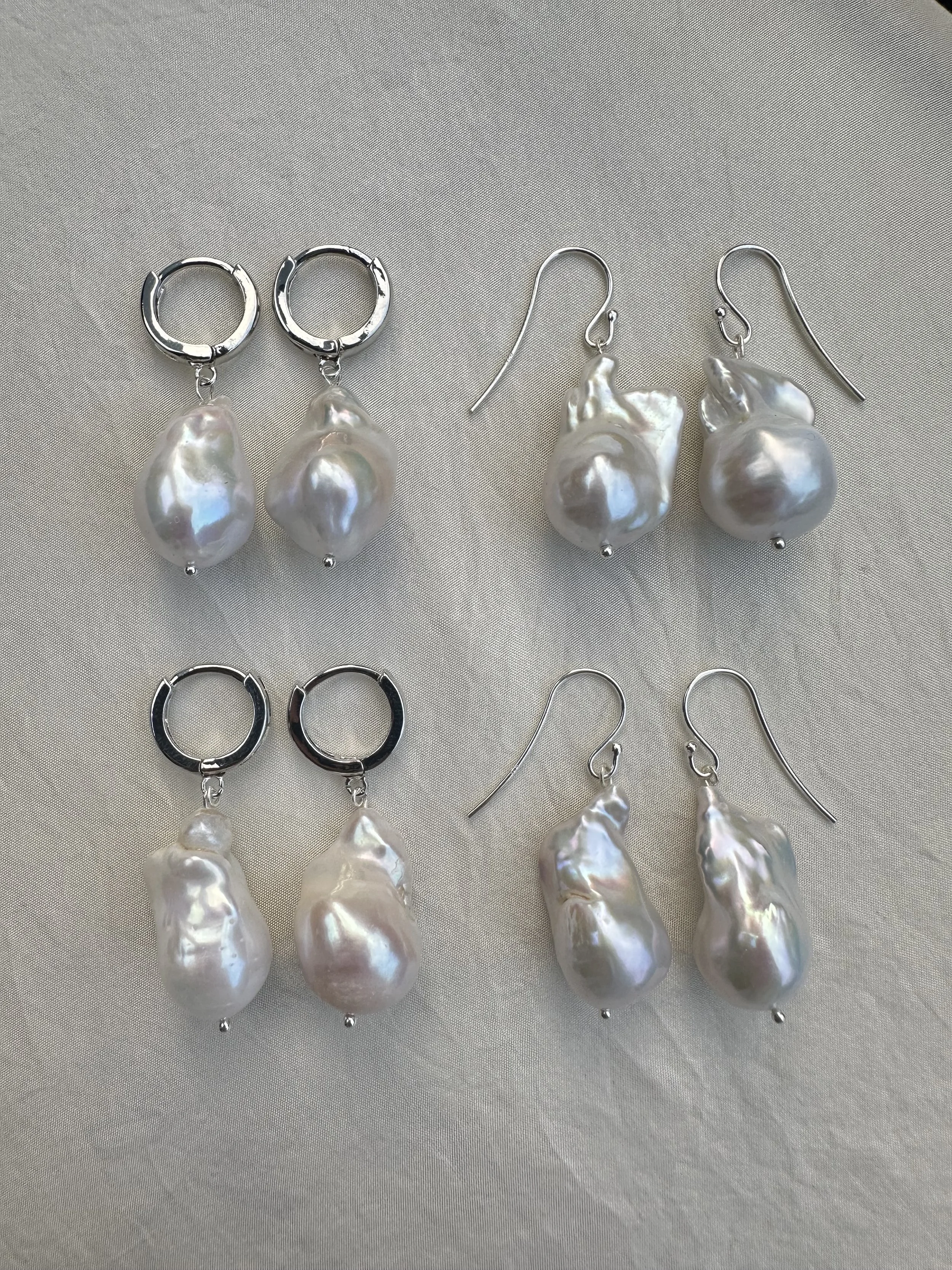 925 / White gold filled baroque pearl earrings