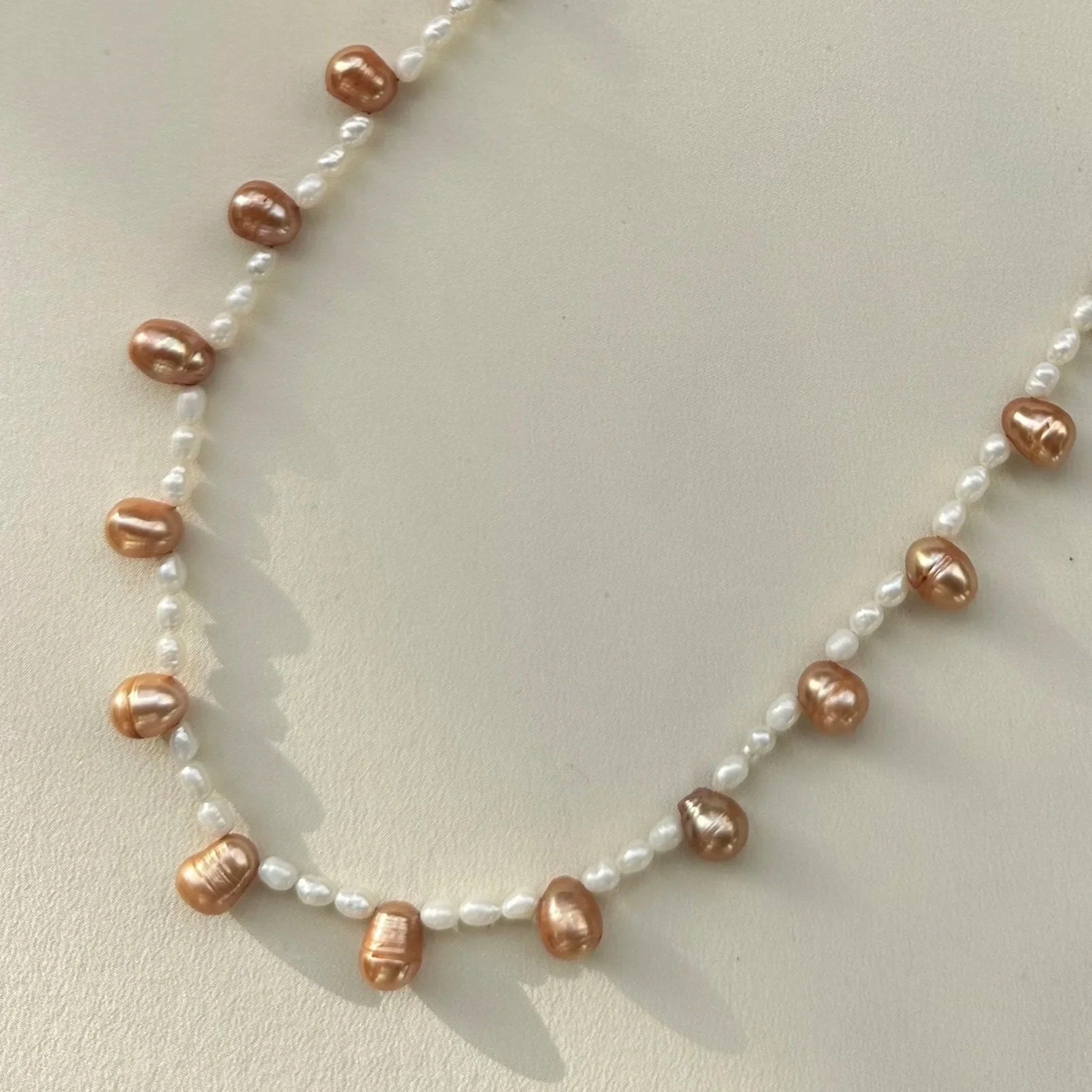 Vintage bronze & white pearls