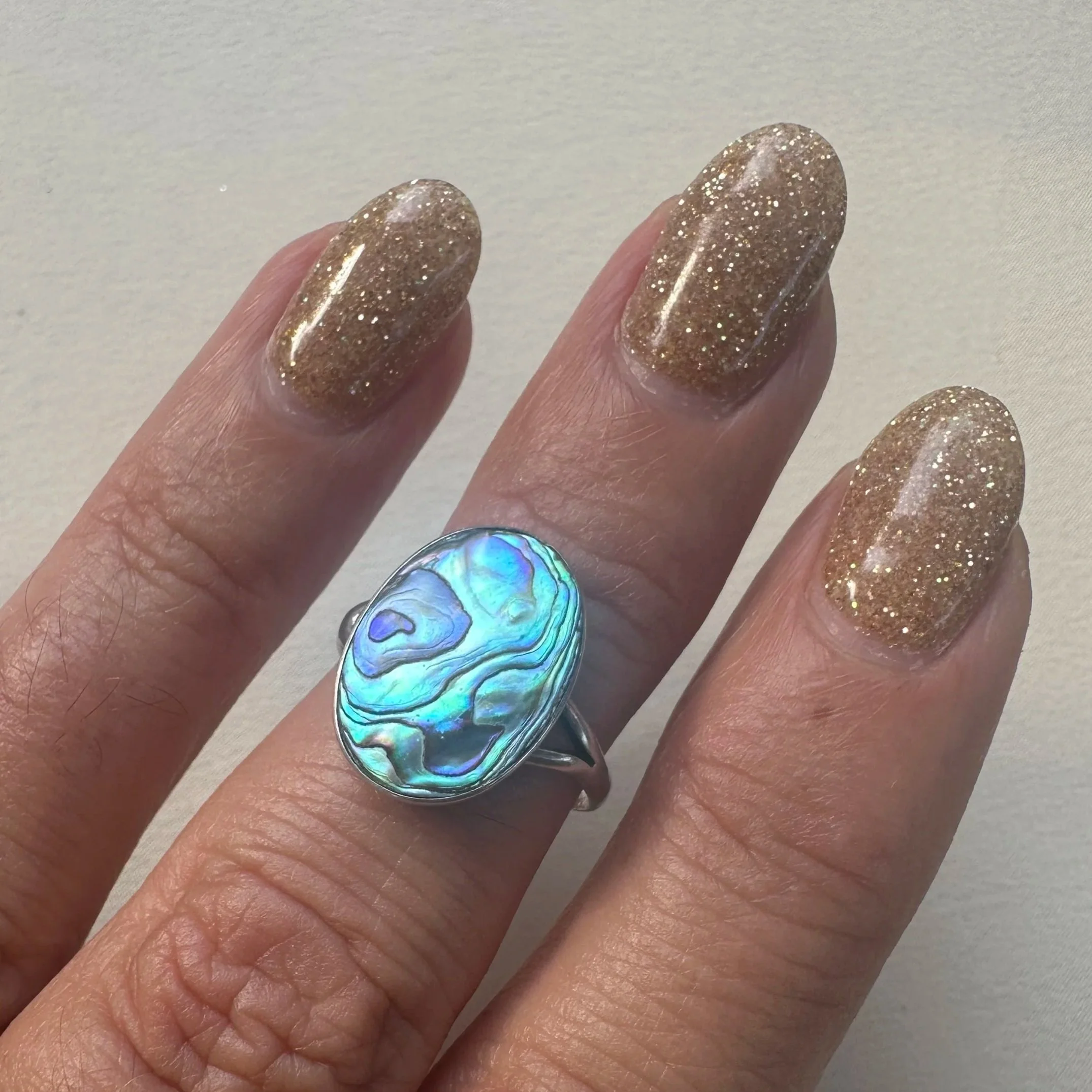 Vintage pāua & 925 ring