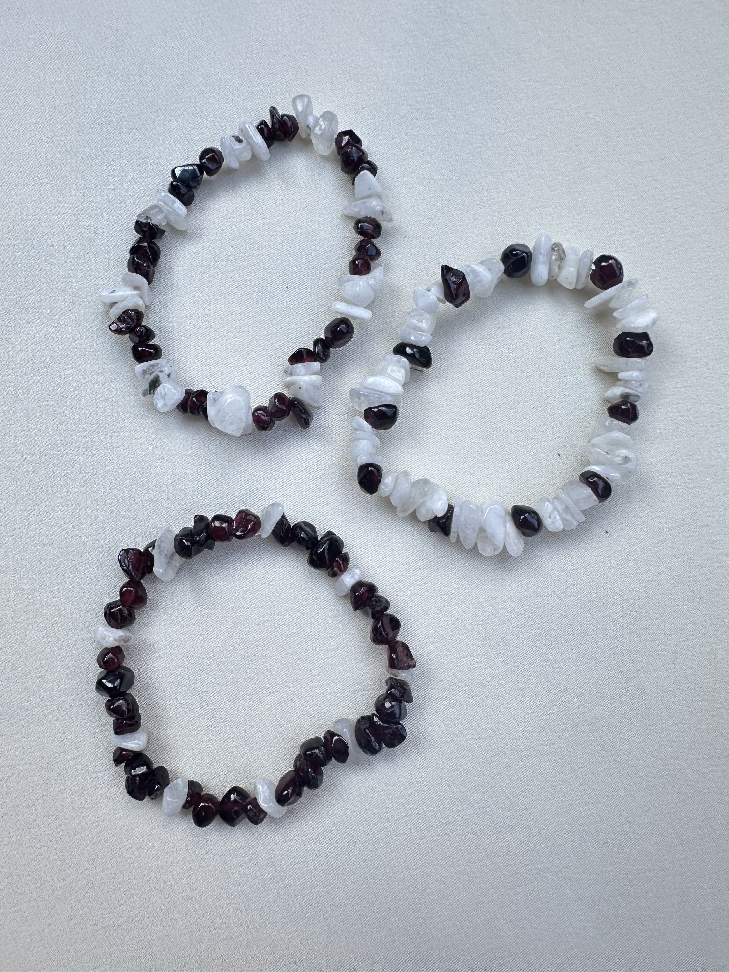 Garnet & moonstone bracelets
