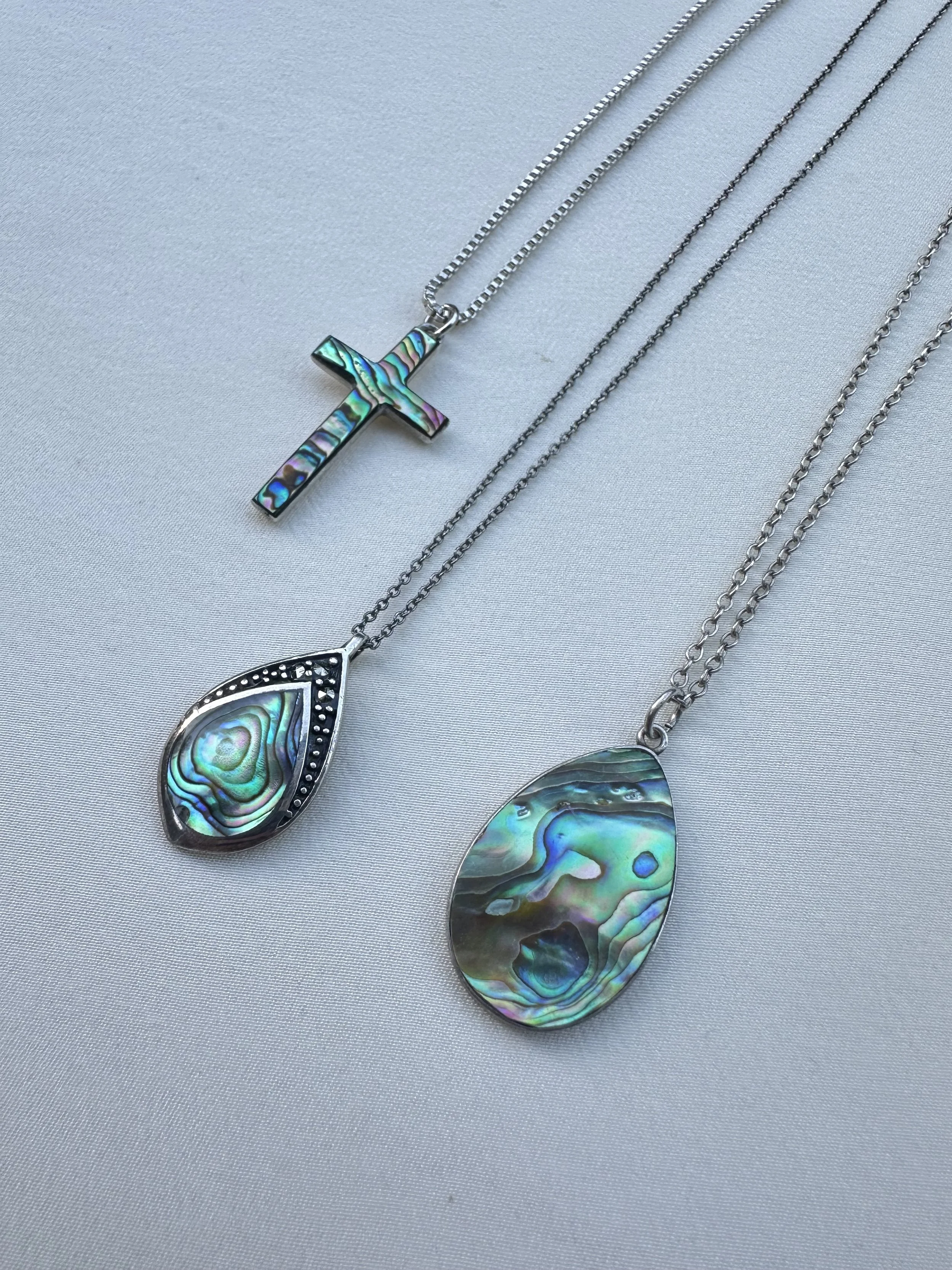 Vintage Pāua 925 necklaces + studs