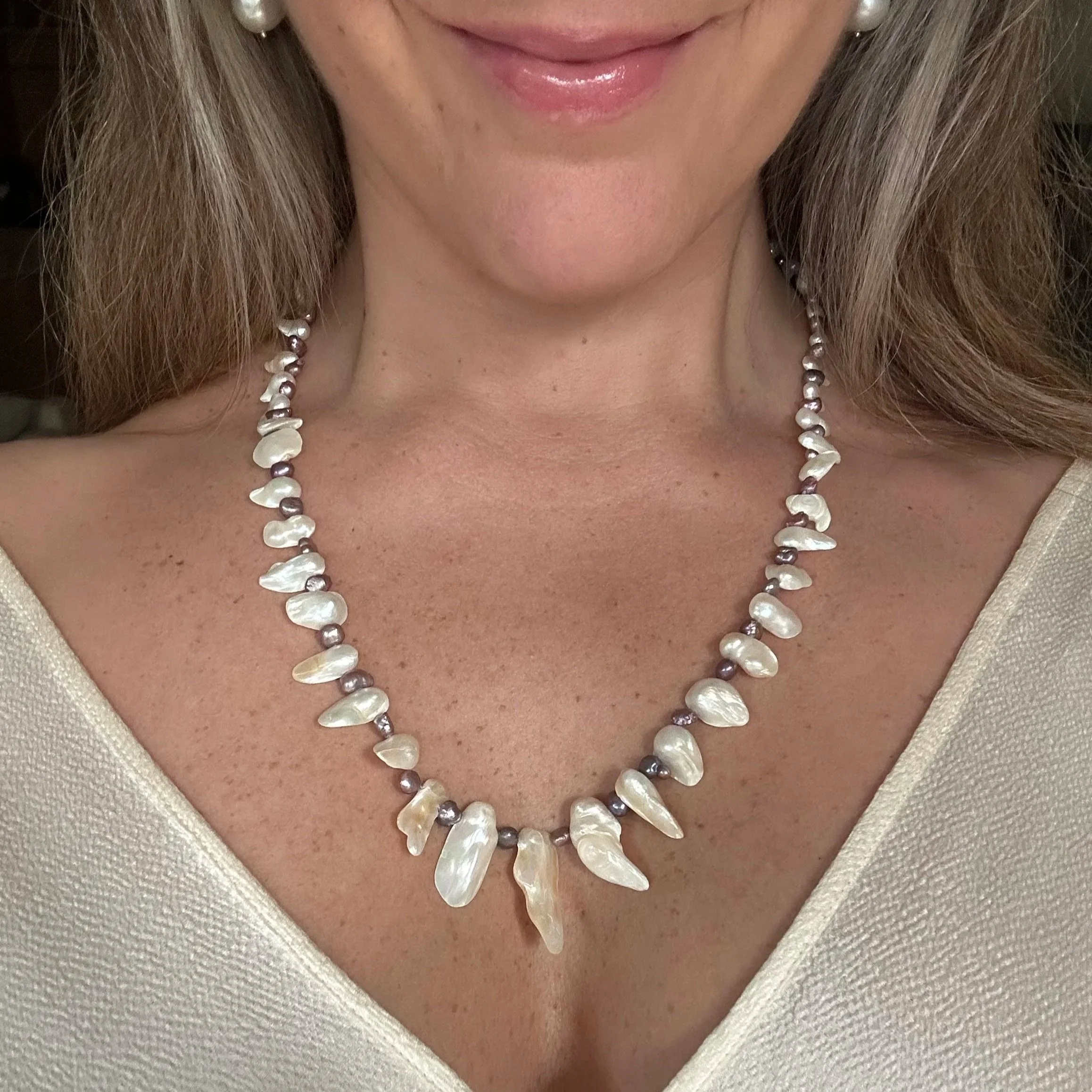 Vintage organic & peacock pearls