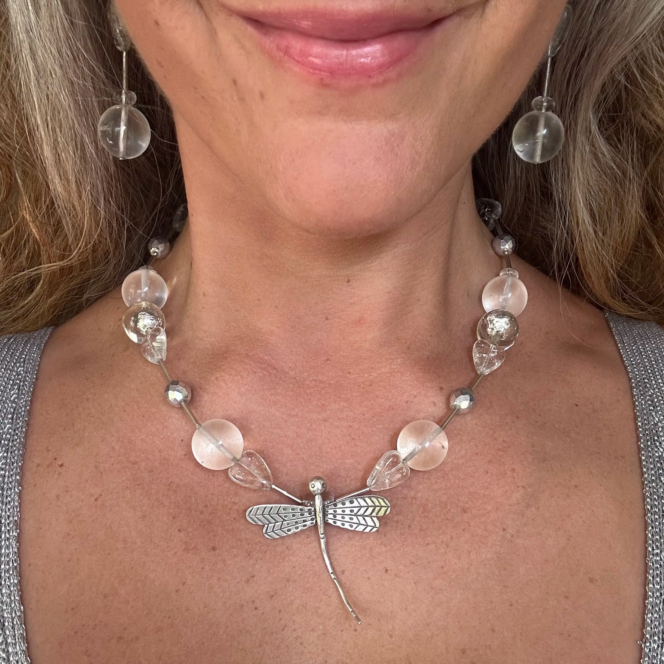 Vintage dragonfly & heart set