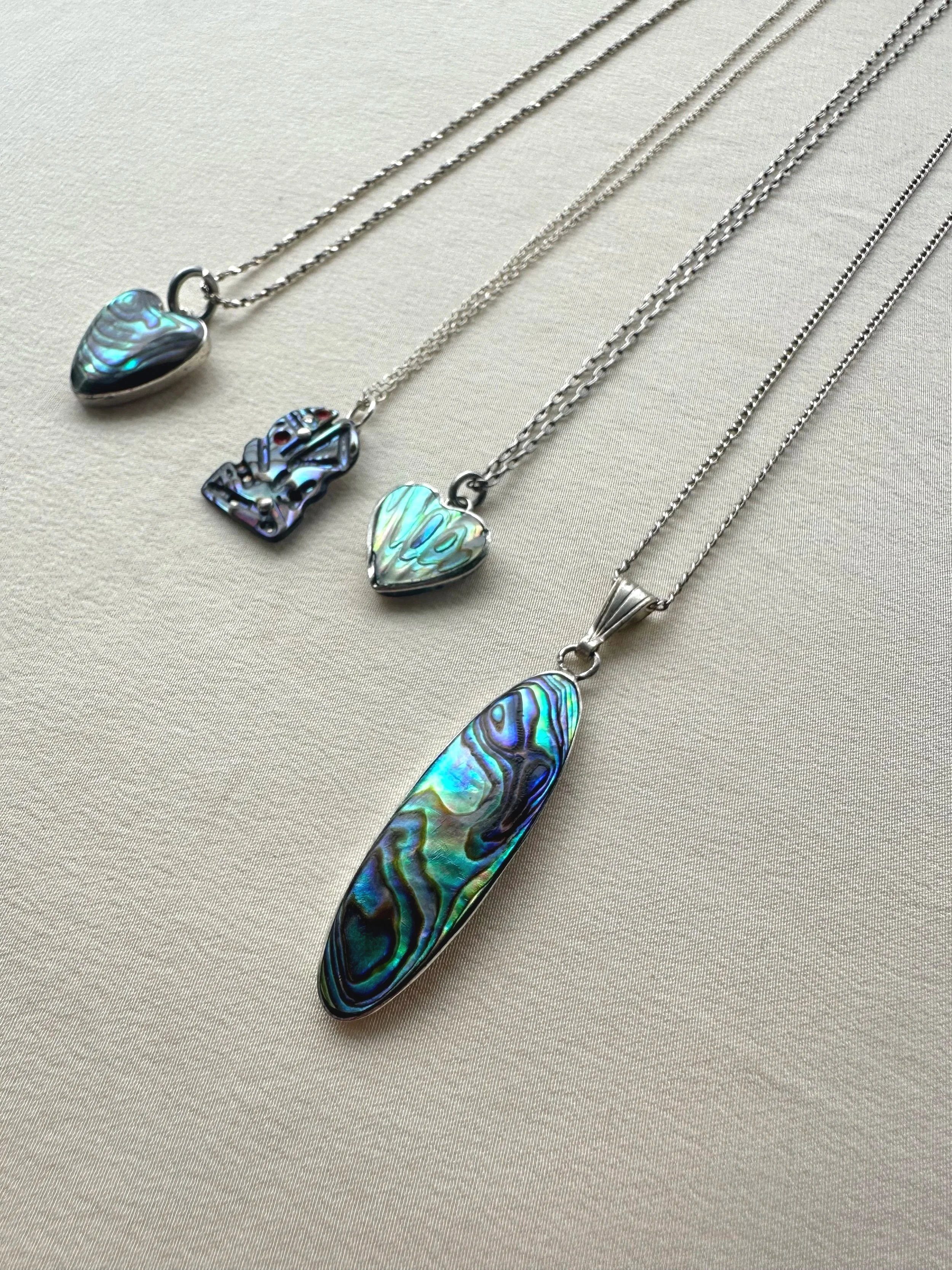 Vintage pāua & 925 pendants and chains
