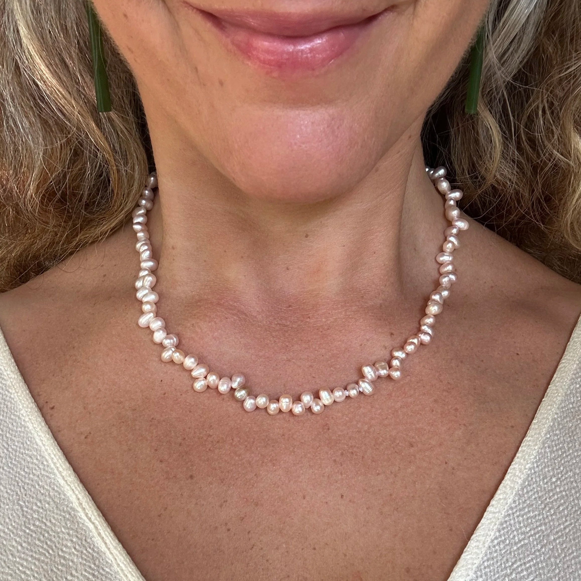 Pink petal pearl necklaces