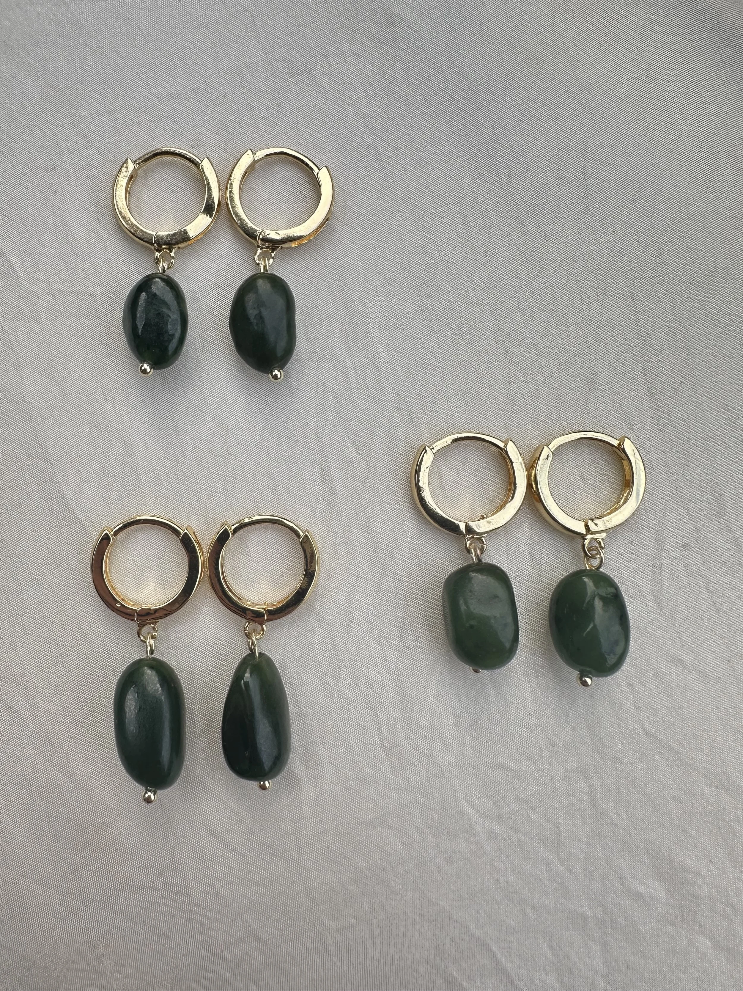 Yellow gold filled greenstone huggies