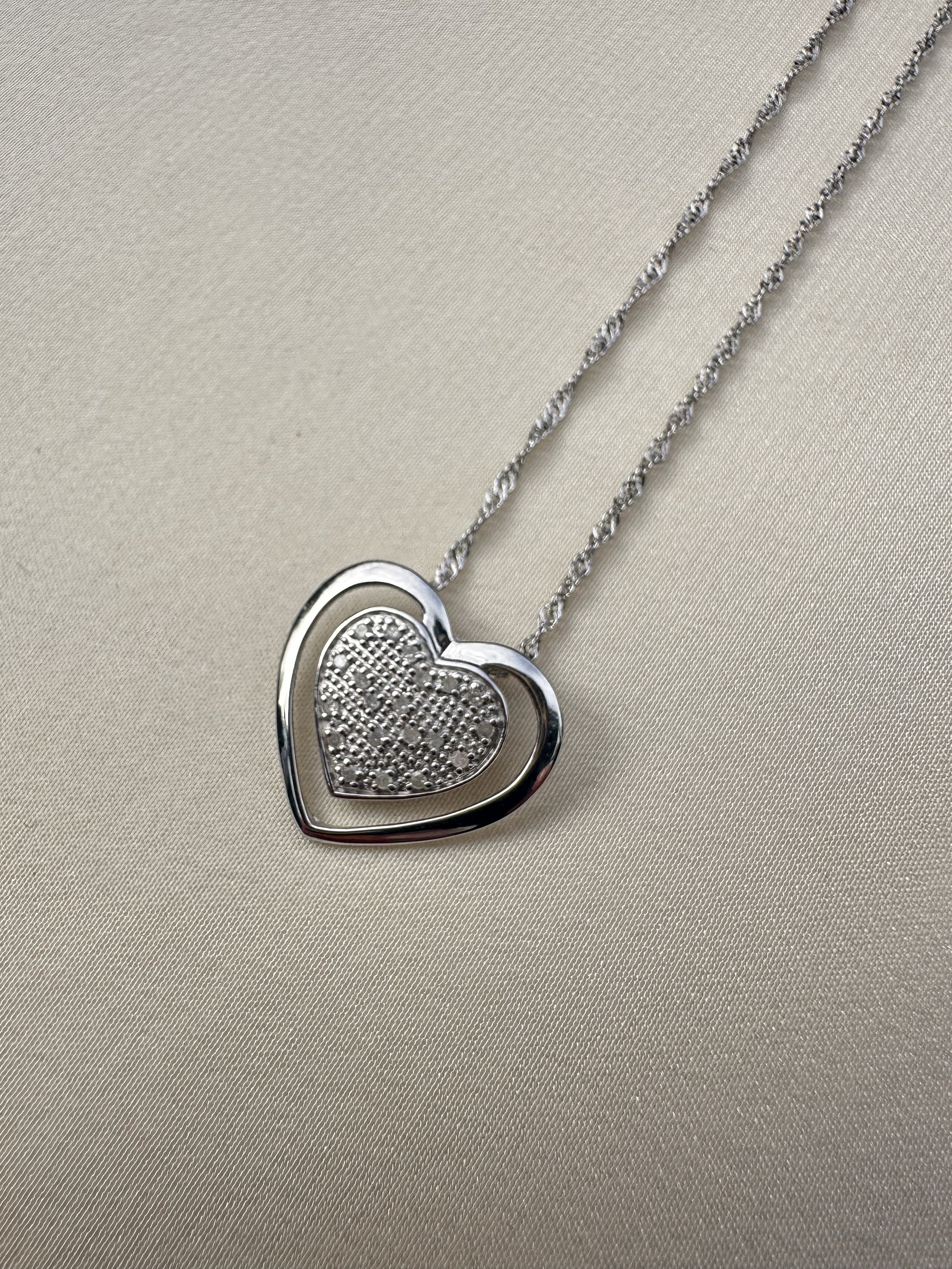 Vintage Italian 925 & zirconia heart + chain