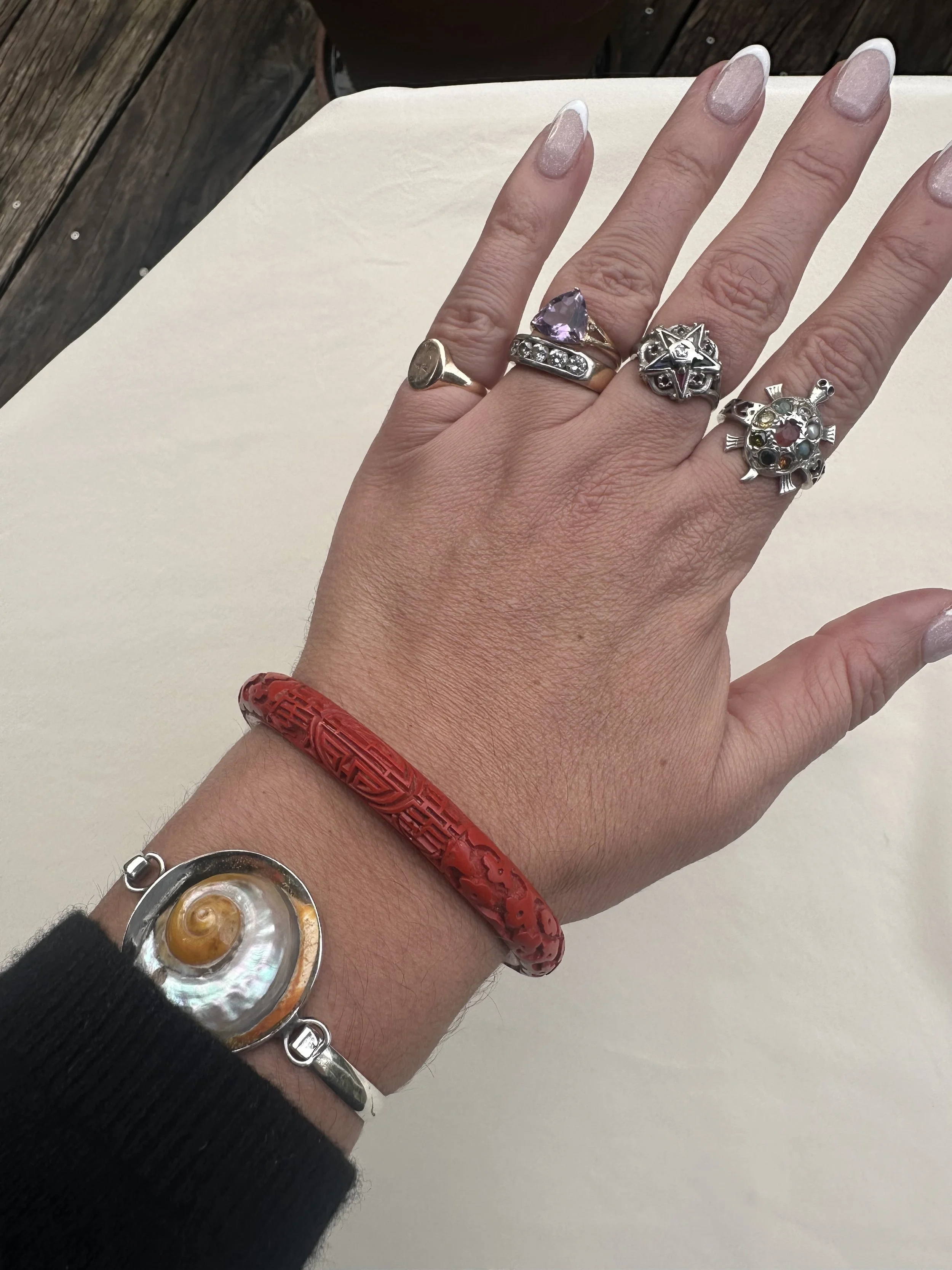 Vintage cinnabar bangle