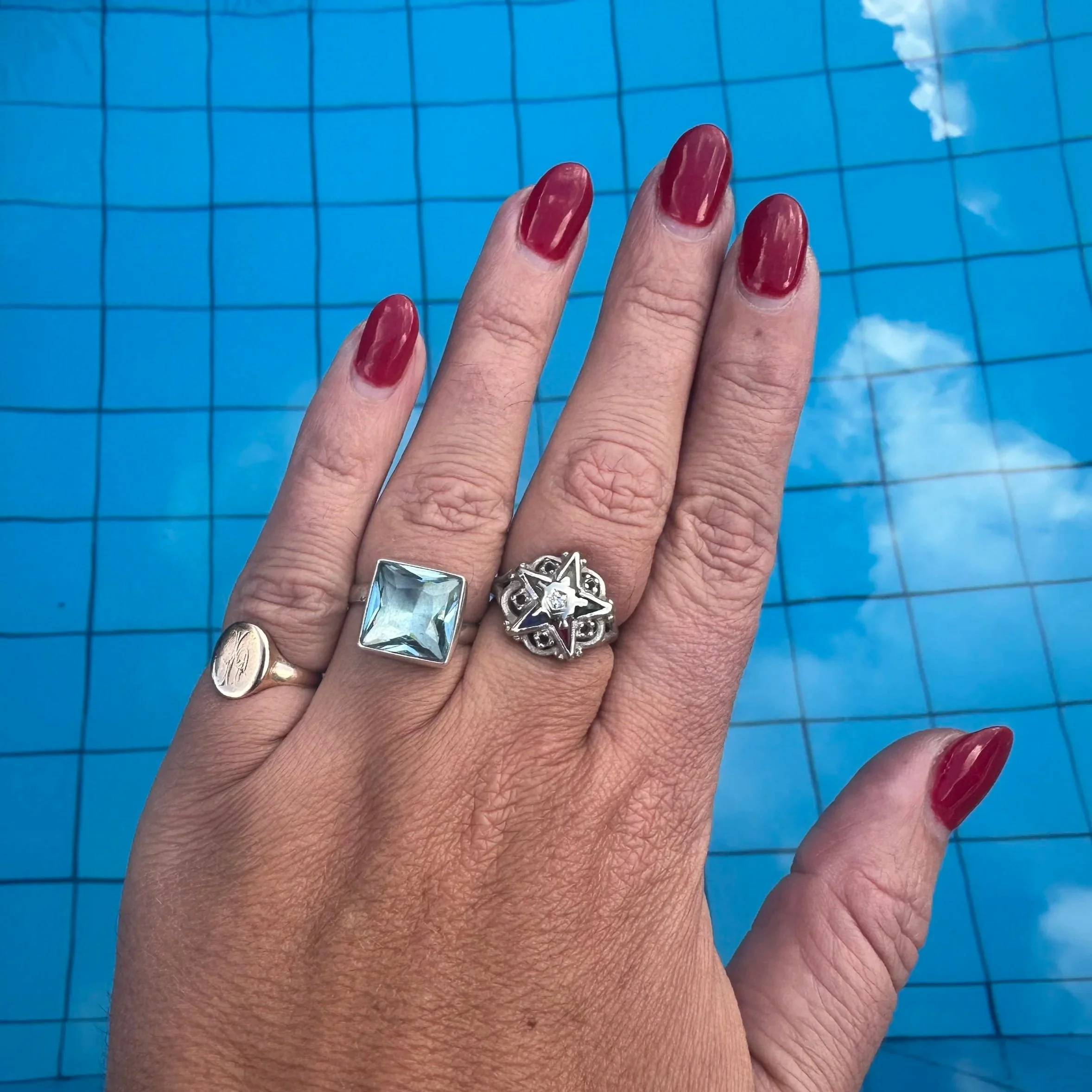 Aquamarine & sterling adjustable ring