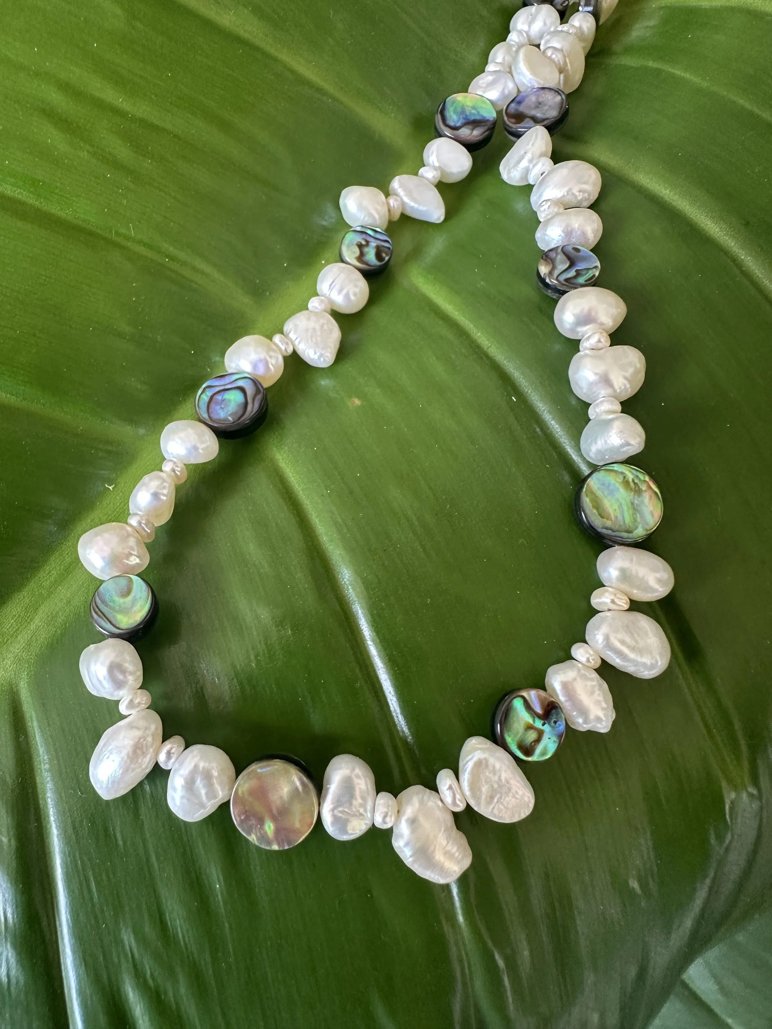 High grade baroque pearls & pāua