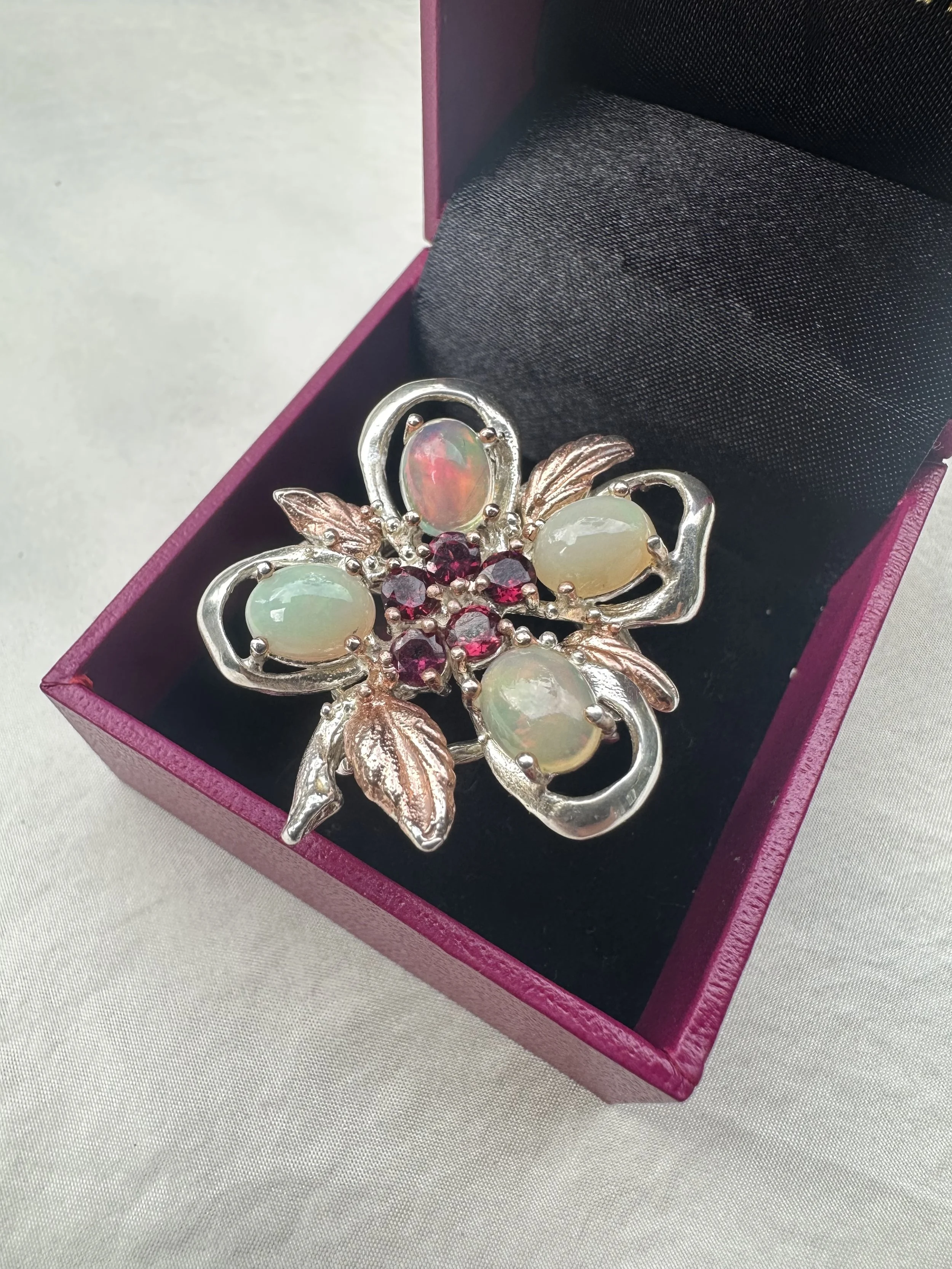 Habib African opal flower ring