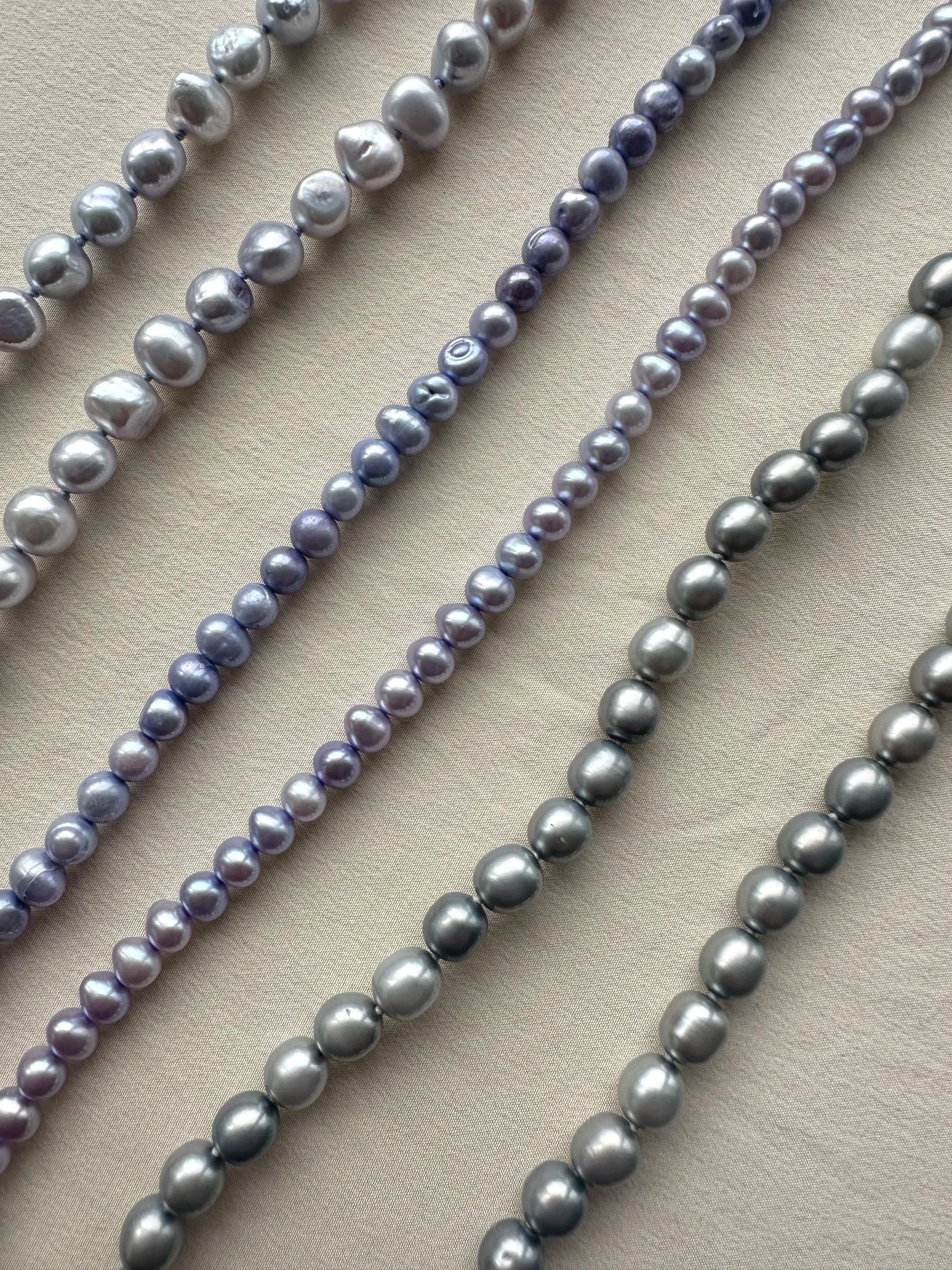 Vintage violet / silver pearl necklaces
