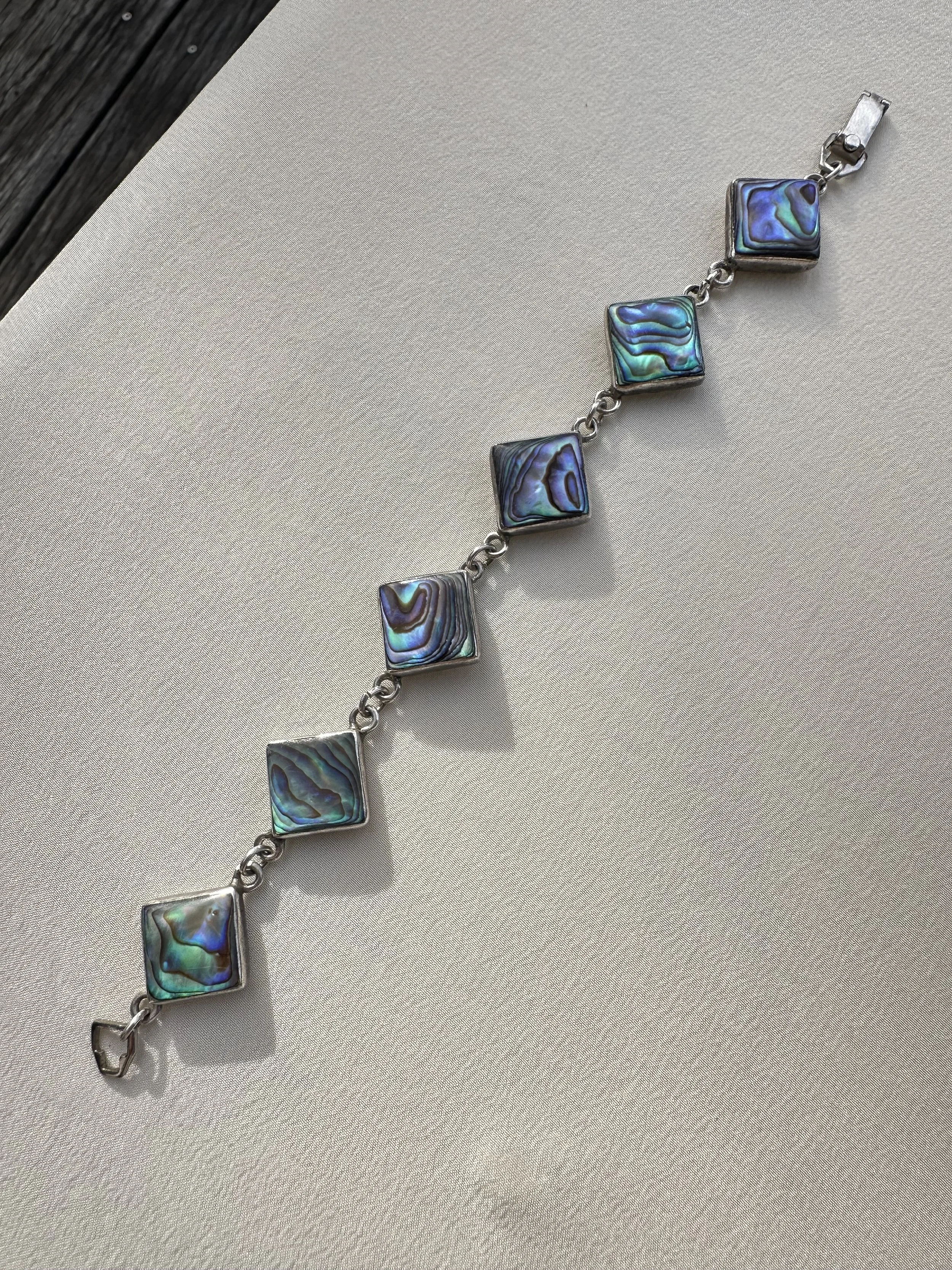 Vintage Pāua and sterling silver bracelet