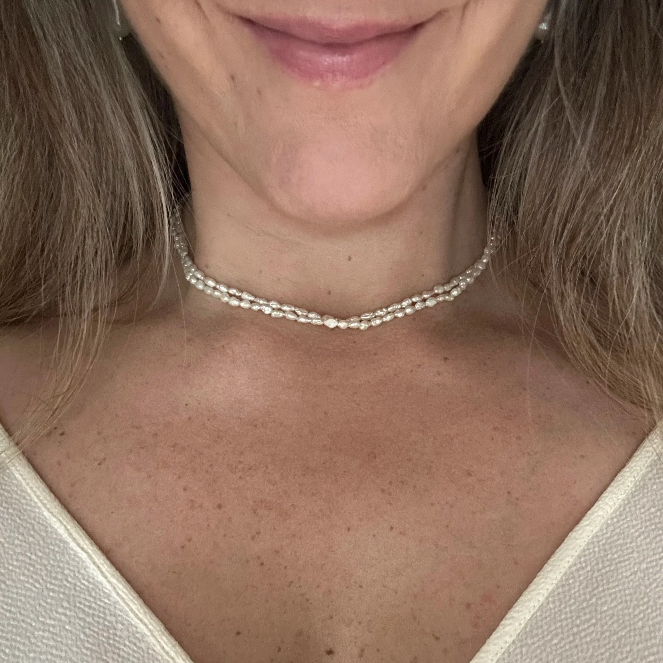 Vintage rice pearl double strand