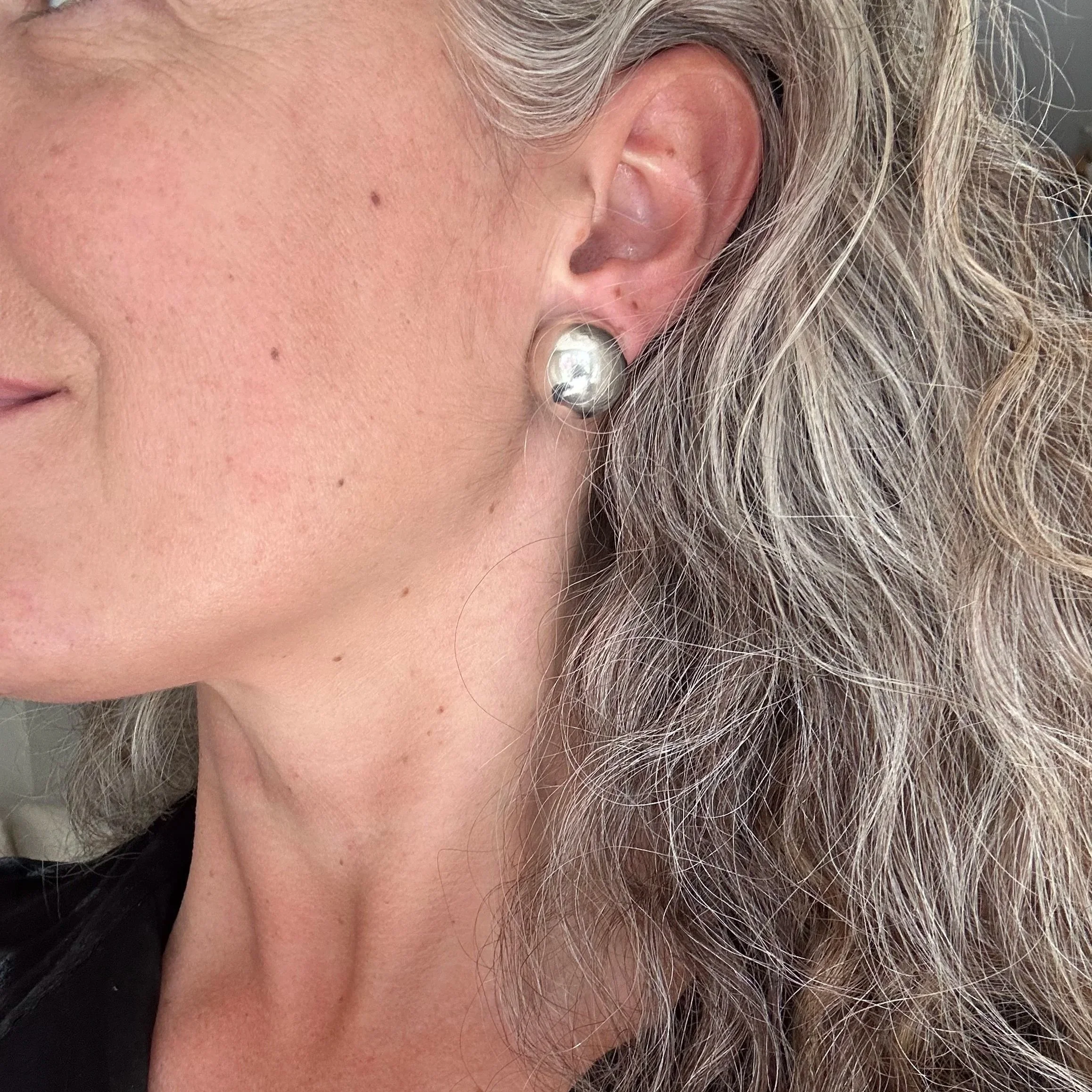 Vintage Italian 925 dome clip on earrings