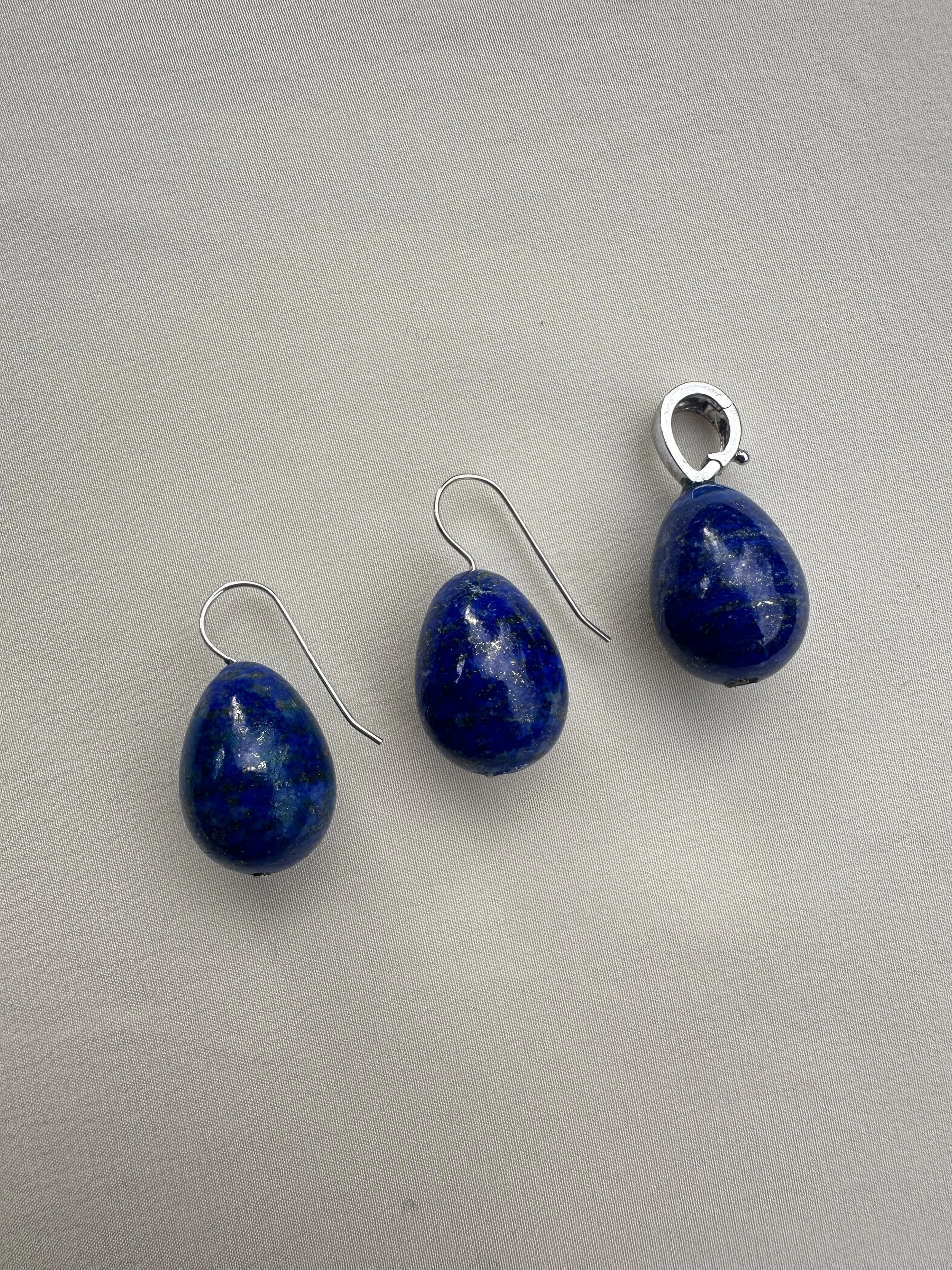 Vintage lapis lazuli 925 earrings & pendant
