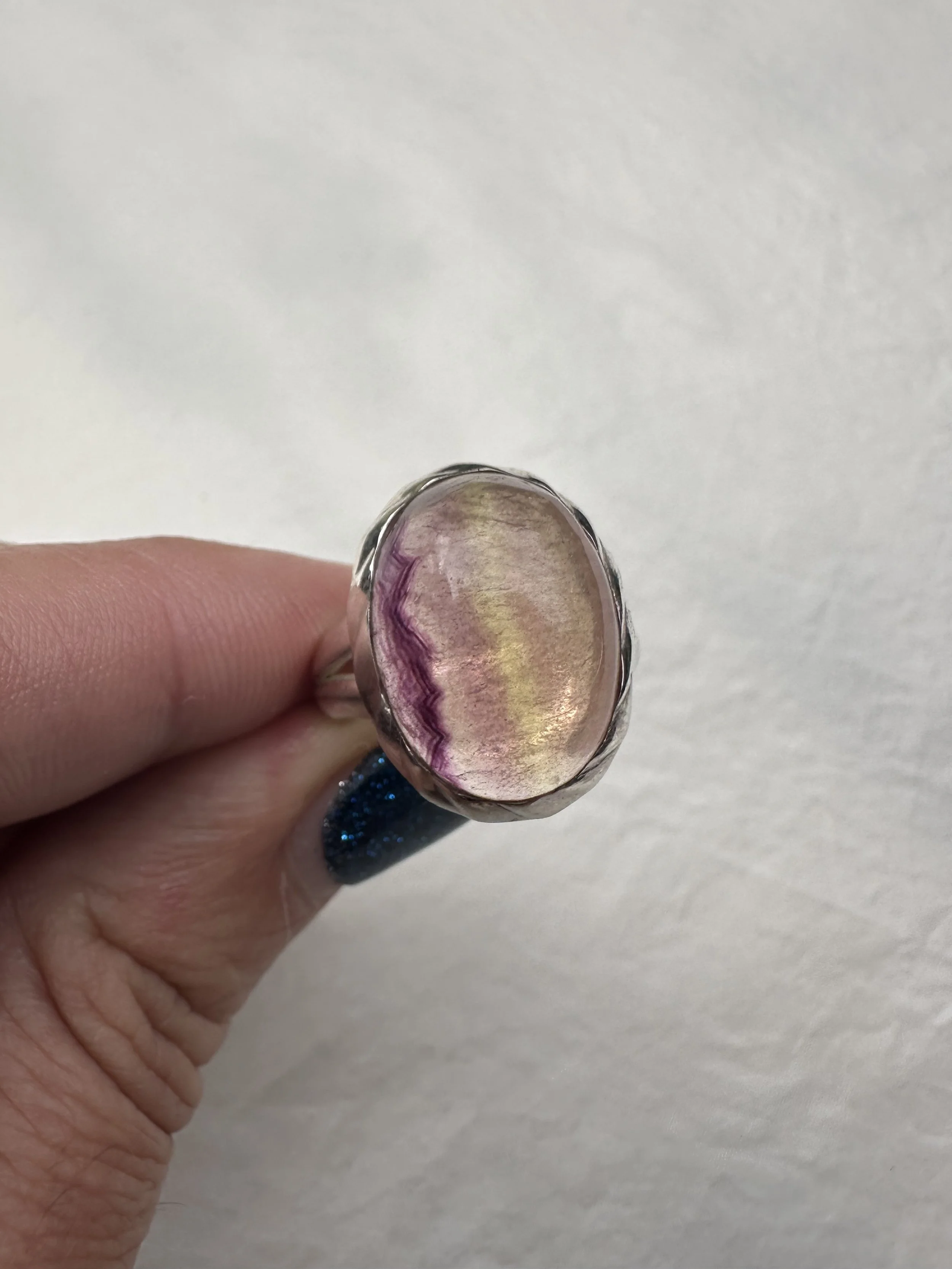Pink fluorite 925 ring