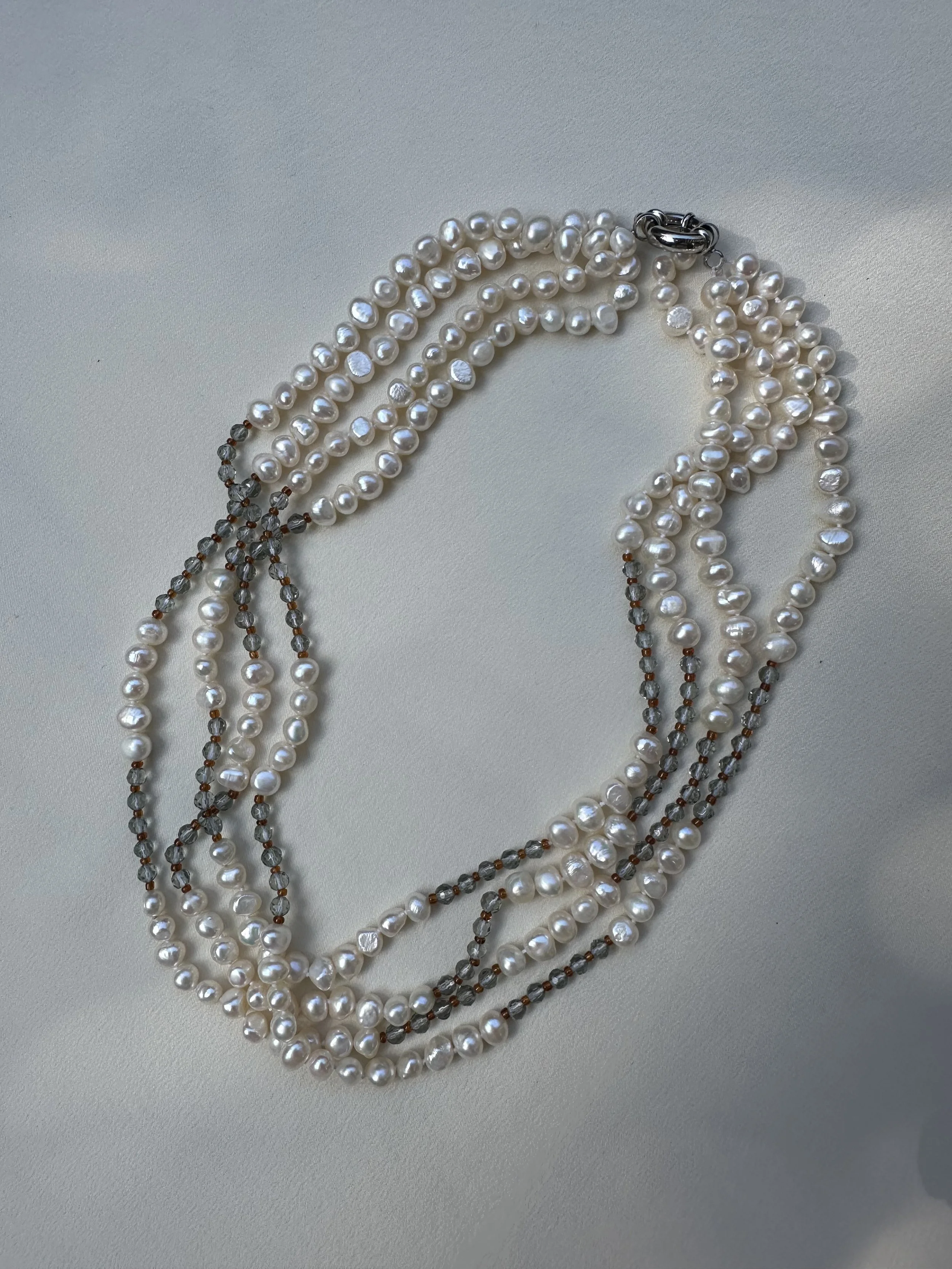 Baroque pearl & crystal necklace