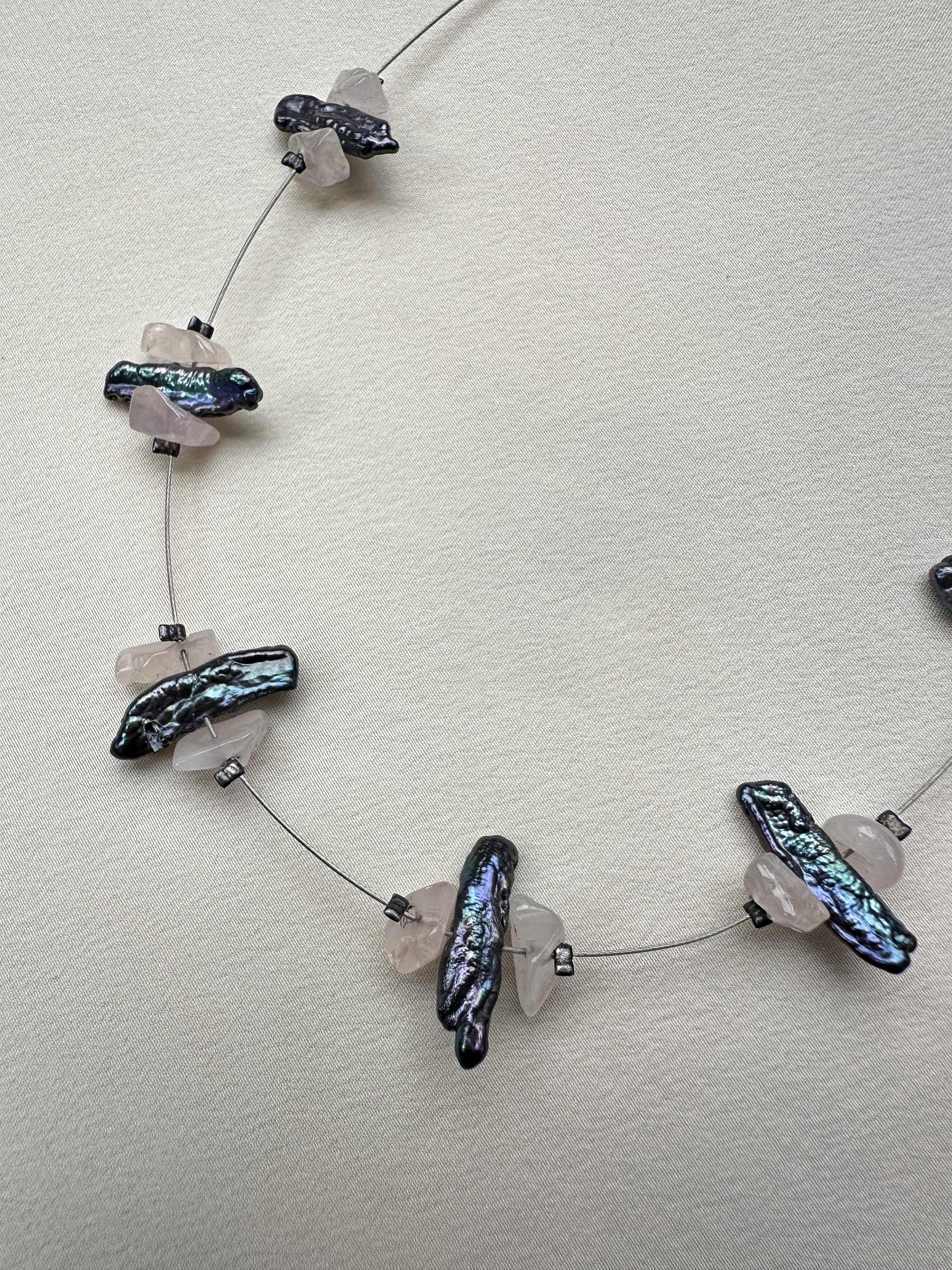 Vintage biwa pearls & rose quartz