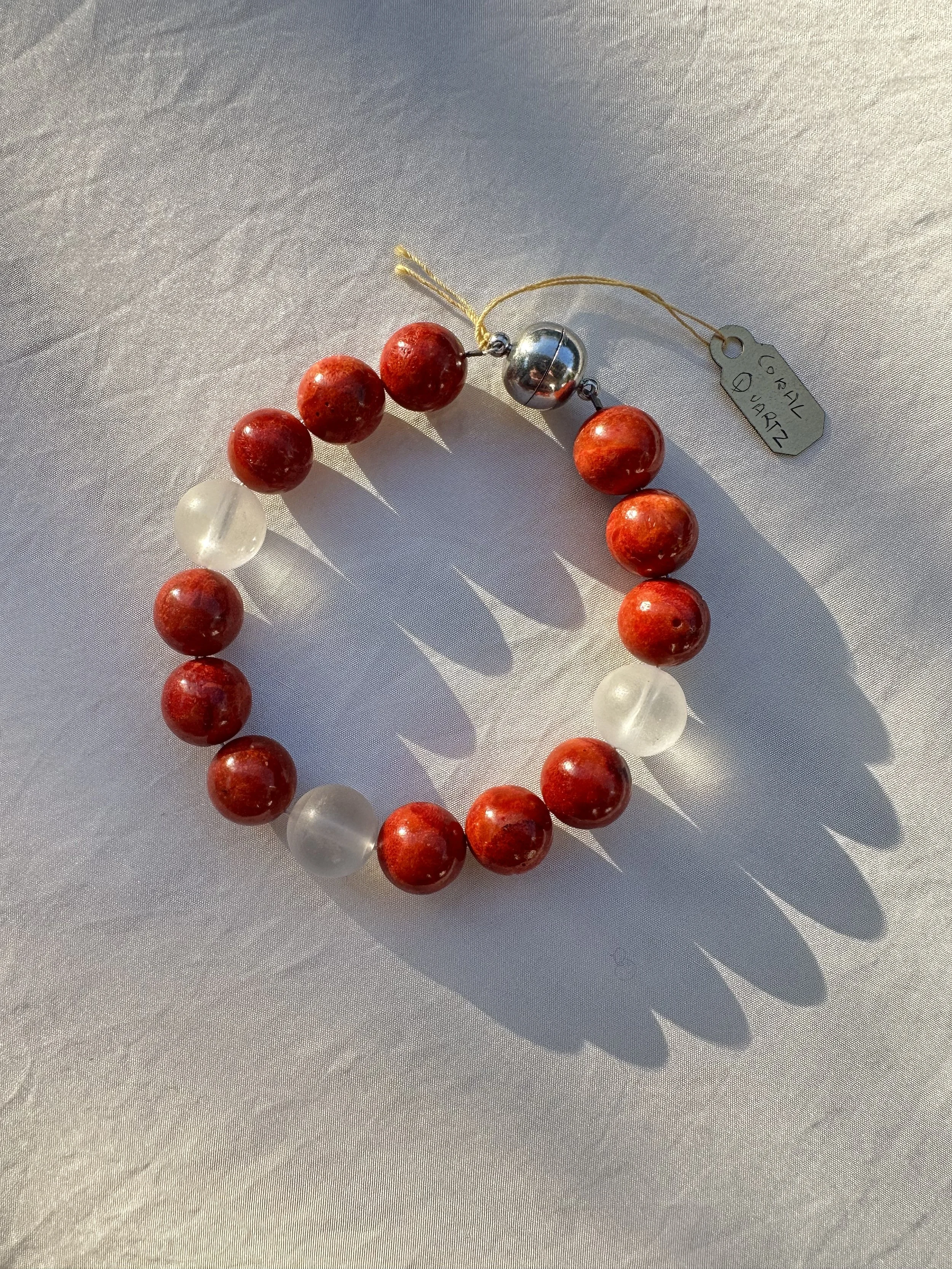 Coral & quartz bracelet