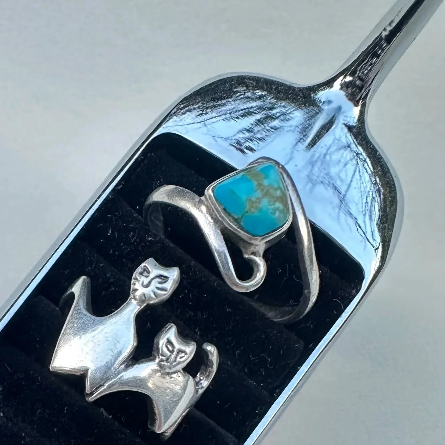 Vintage sterling silver turquoise ring size S (large)
