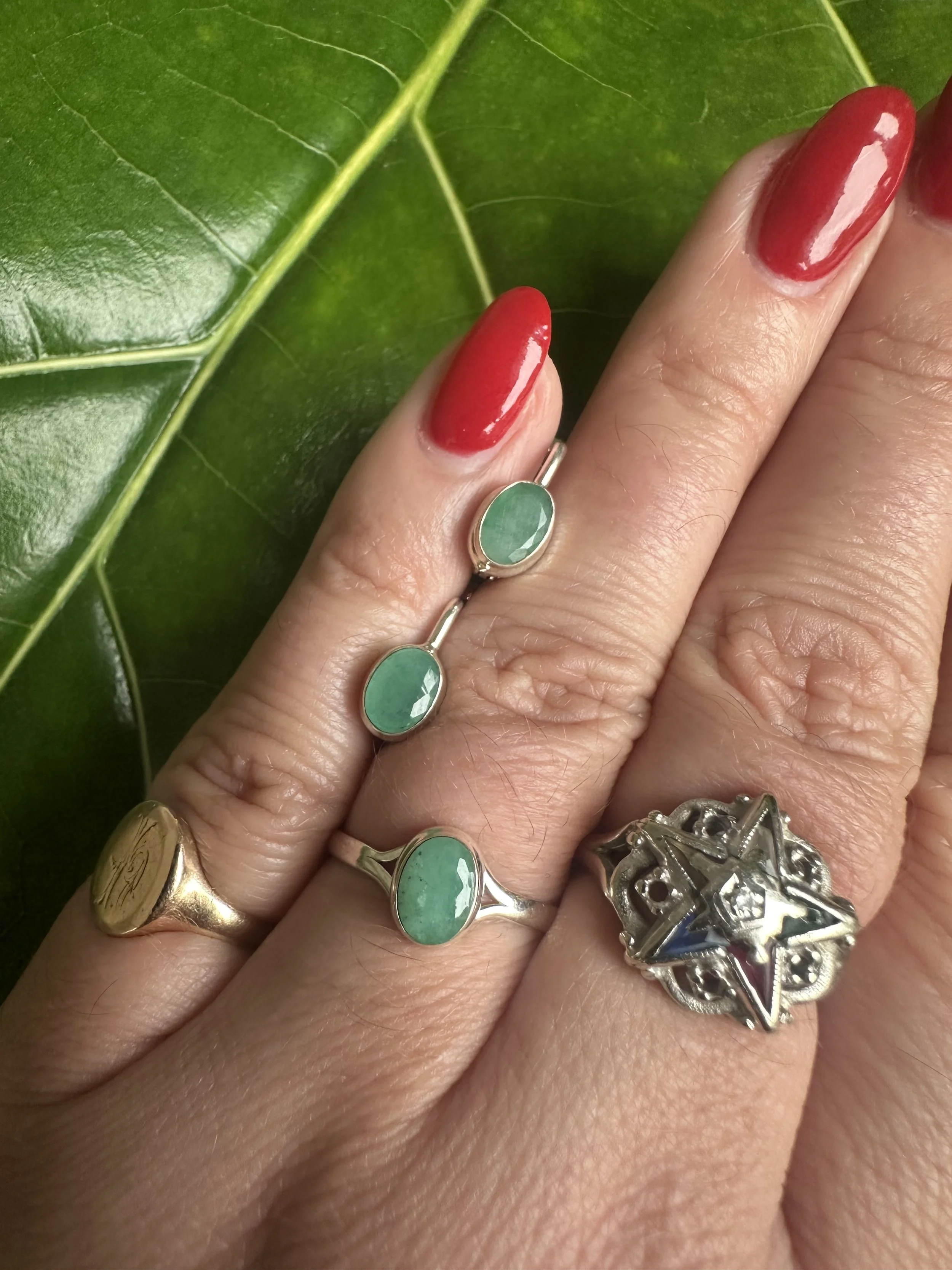Vintage raw emerald & 925 set