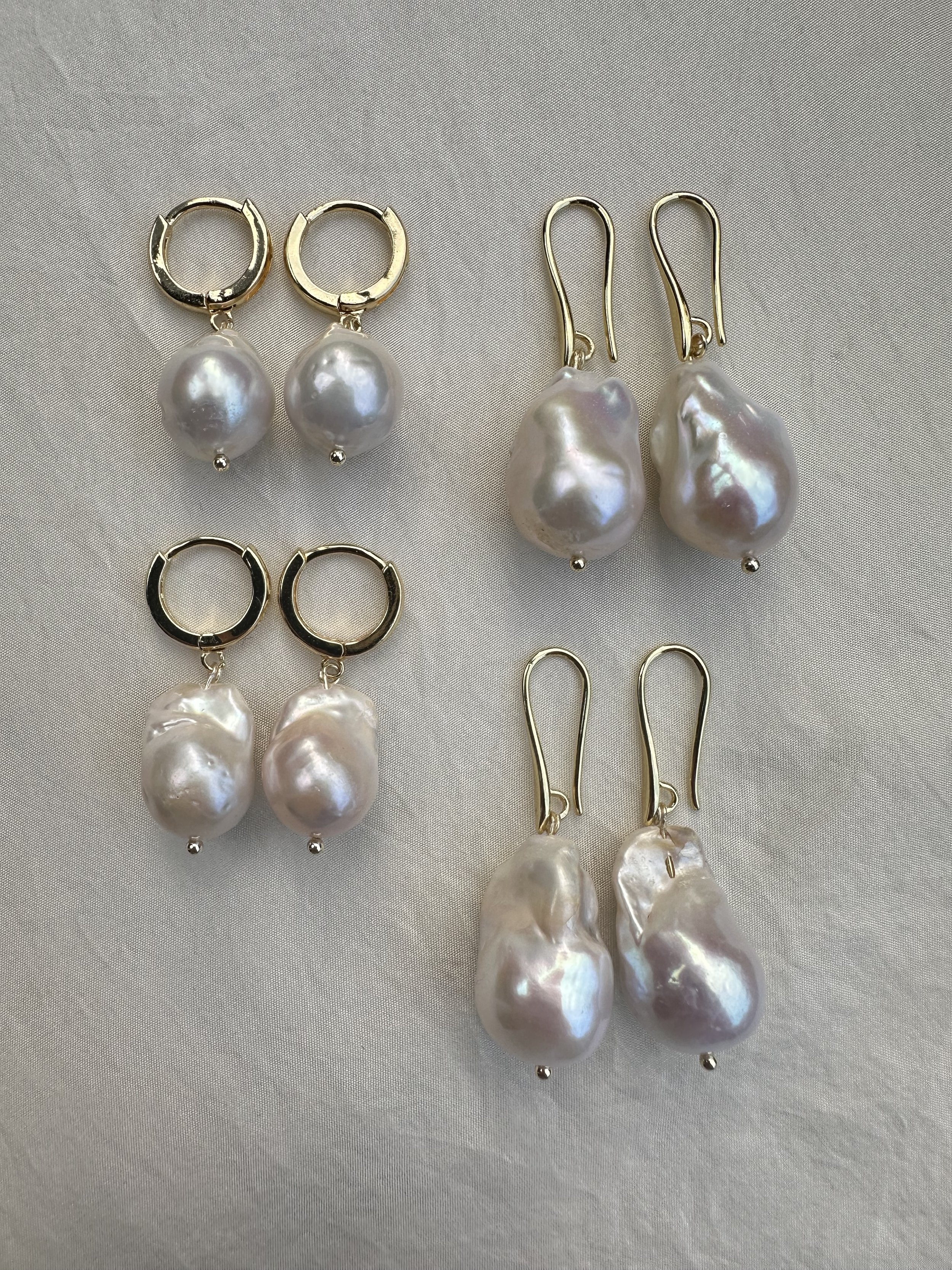 Yellow gold filled baroque pearl earrings
