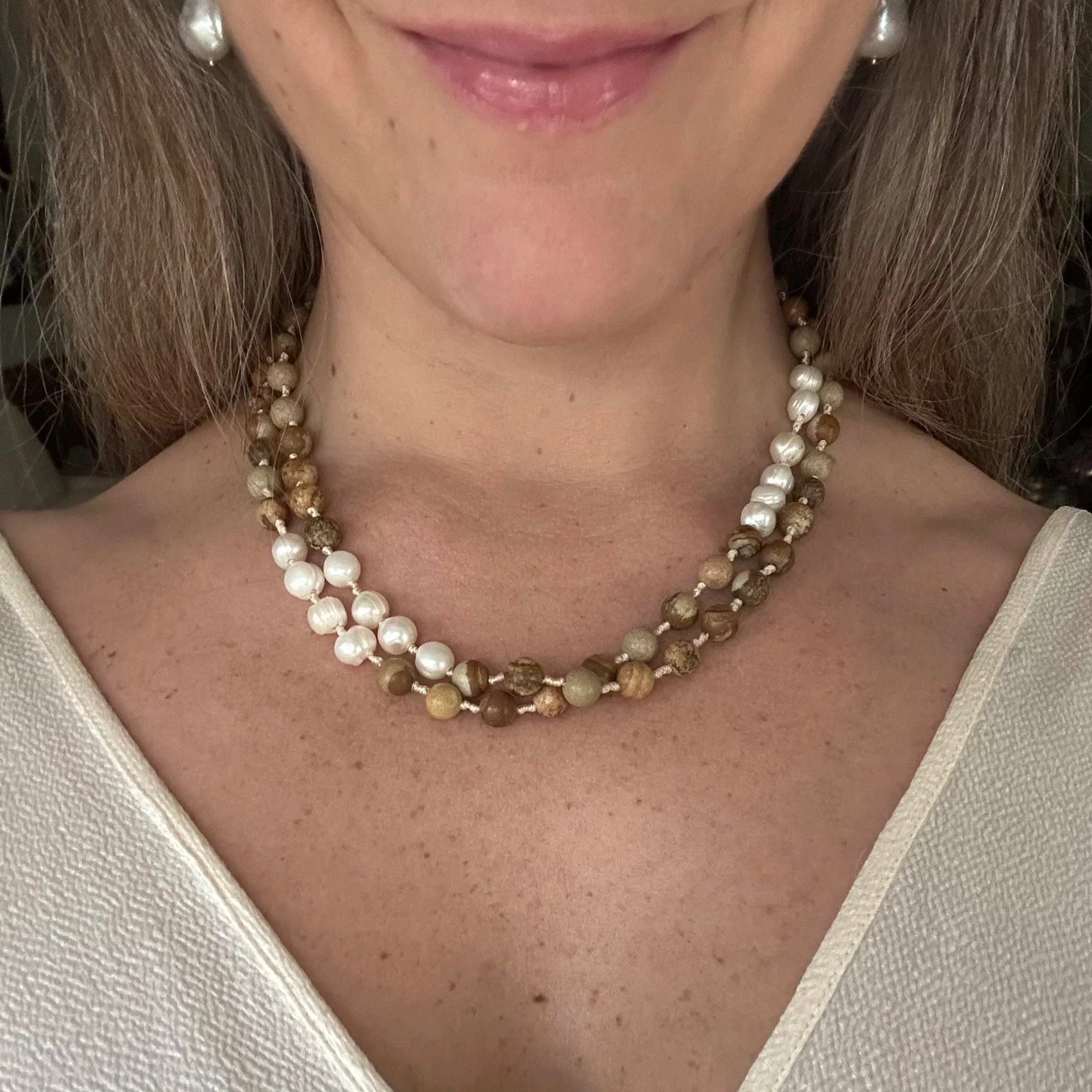 Vintage pearls & jasper