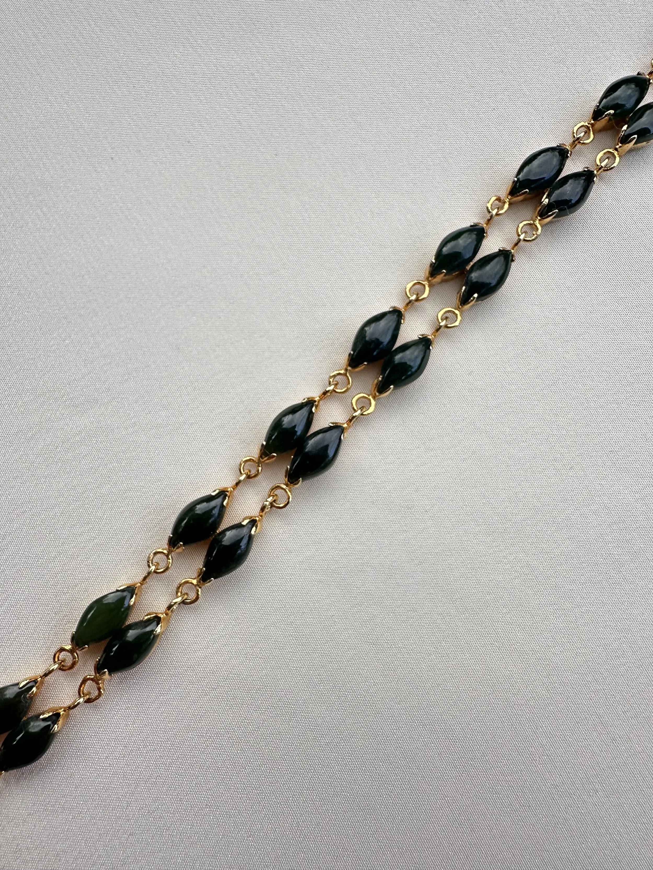 Vintage pounamu / greenstone & gold vermeil bracelet