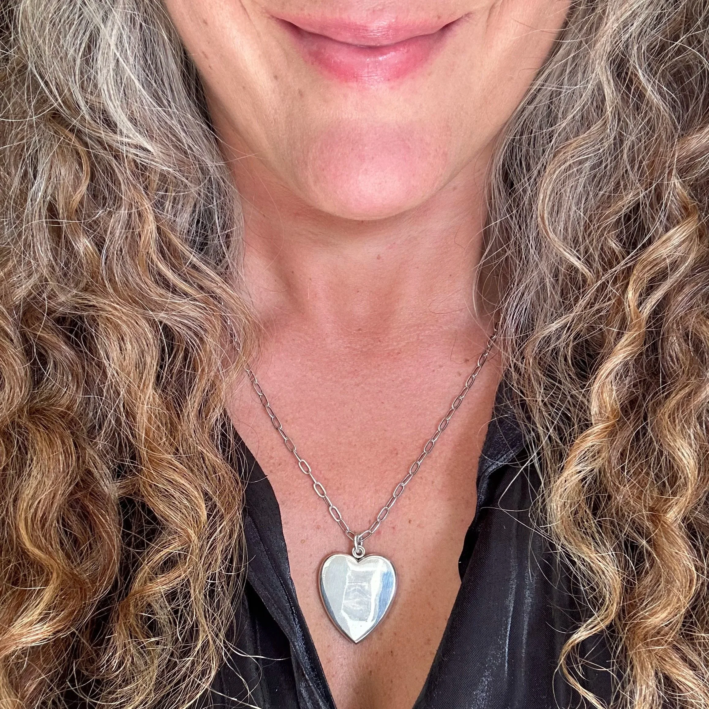 Antique sterling heart pendant
