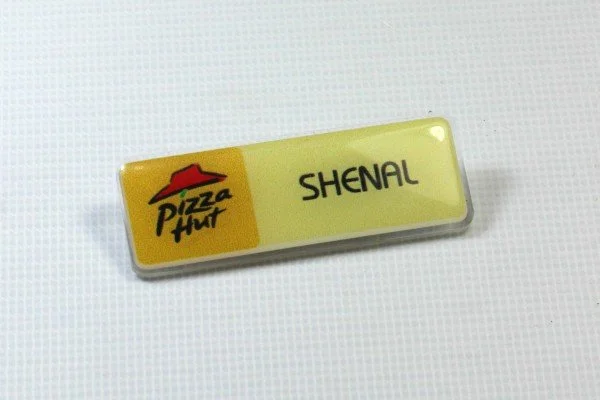 Bar of soap with Pizza Hut logo and the name Shenal.