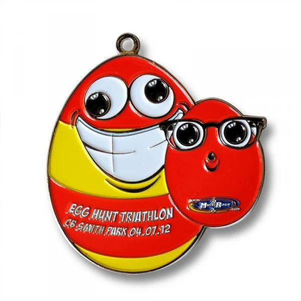 Cartoon egg character with big eyes, wearing a face mask, and a smaller red egg character with glasses, in front of a white background.