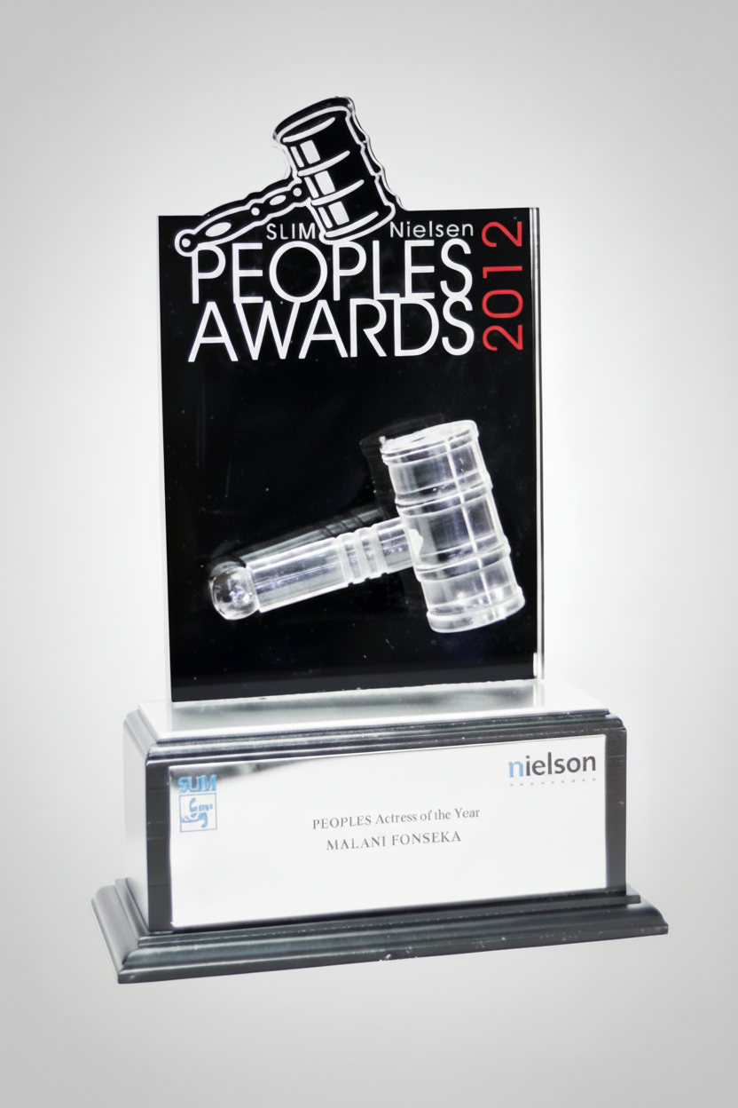 Nielsen Peoles Awards 2012 trophy featuring a crystal gavel.