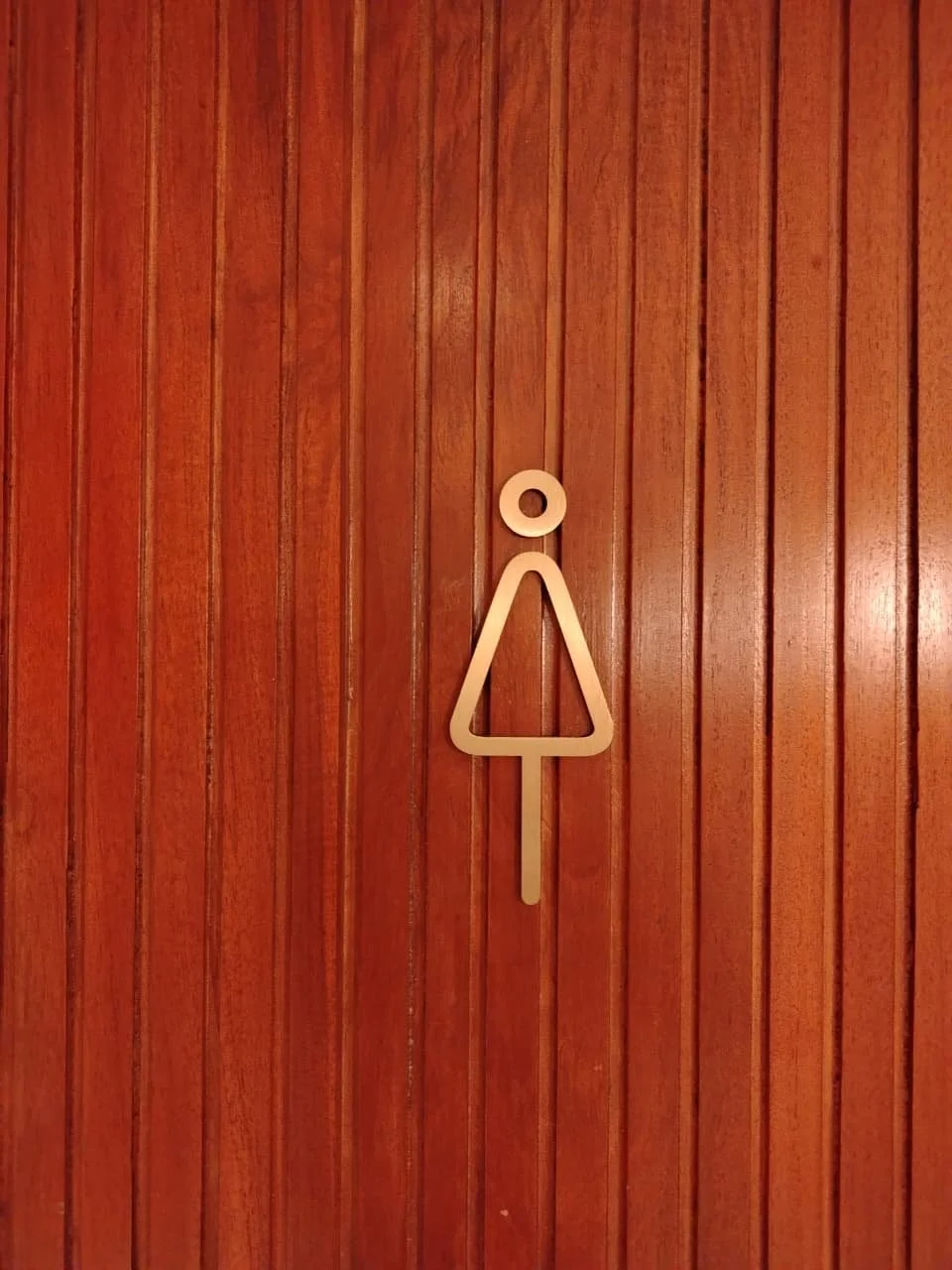 Women restroom sign on wooden wall
