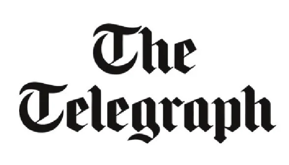 Logo of 'The Telegraph' in black Gothic font on a white background.