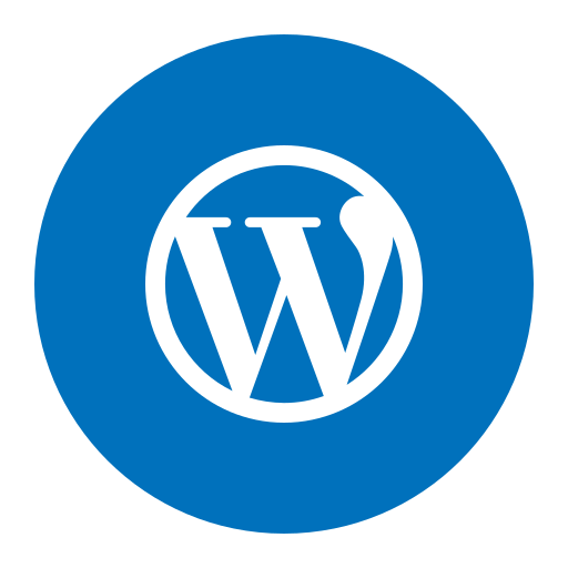 WordPress logo inside a blue circle.