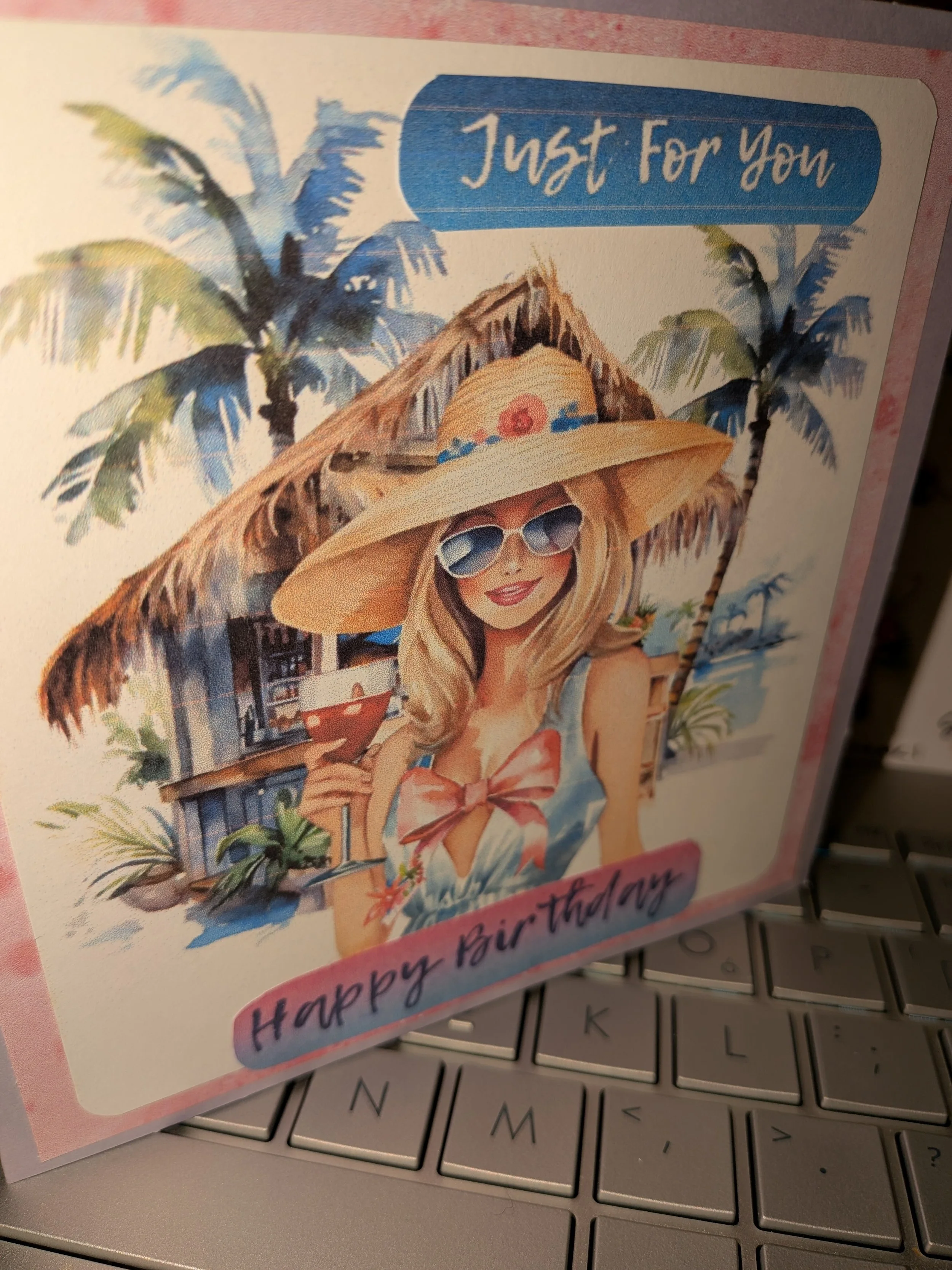 Summer vibe elegant lady Happy Birthday card